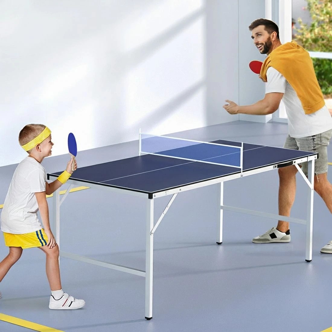 4 Everfit Table Tennis Ping Pong Table Portable Foldable Family Game Home Indoor - Blue, 4 of 6