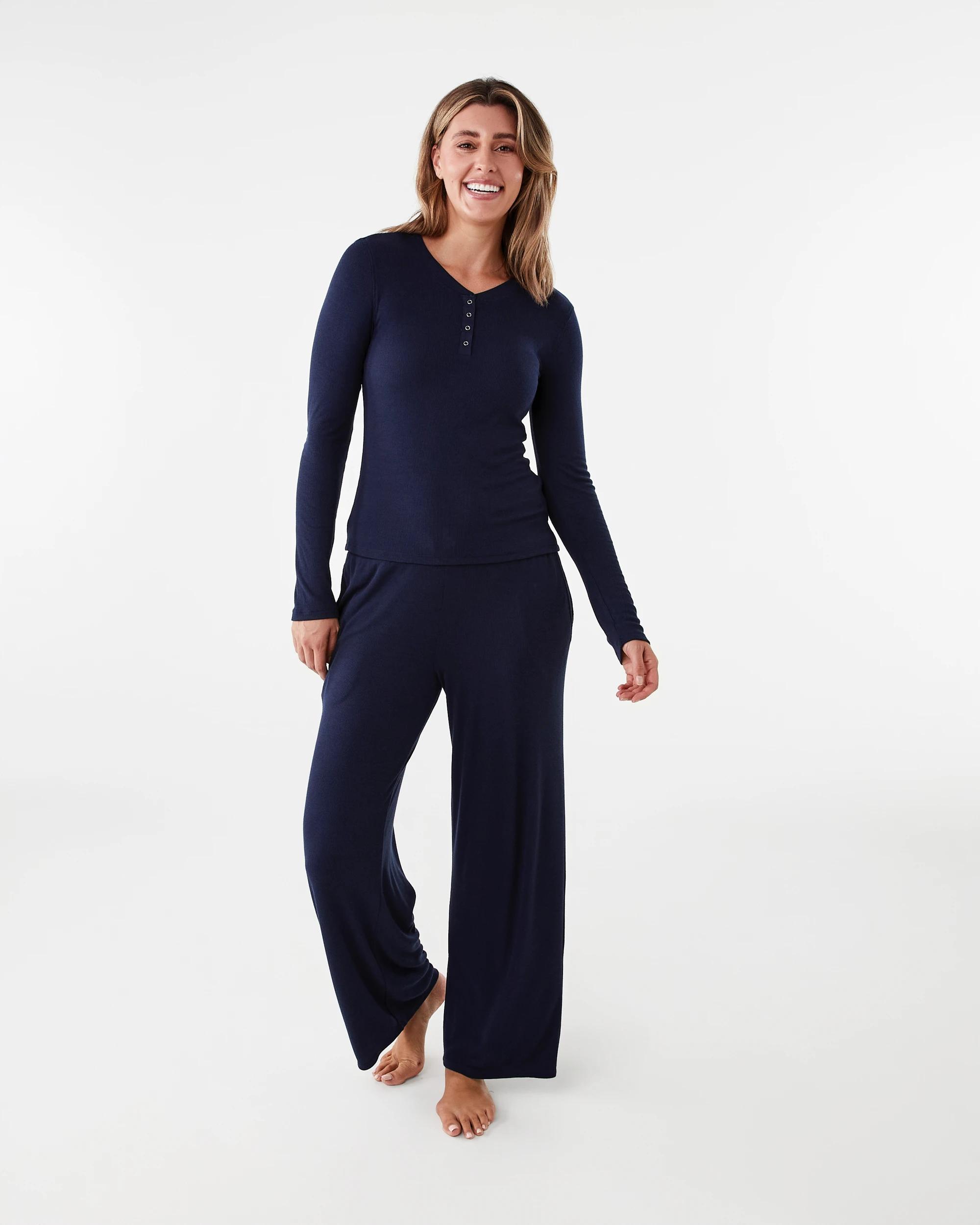 6 Rib Wide Leg Comfort Pants Navy Blaze, 6 of 6