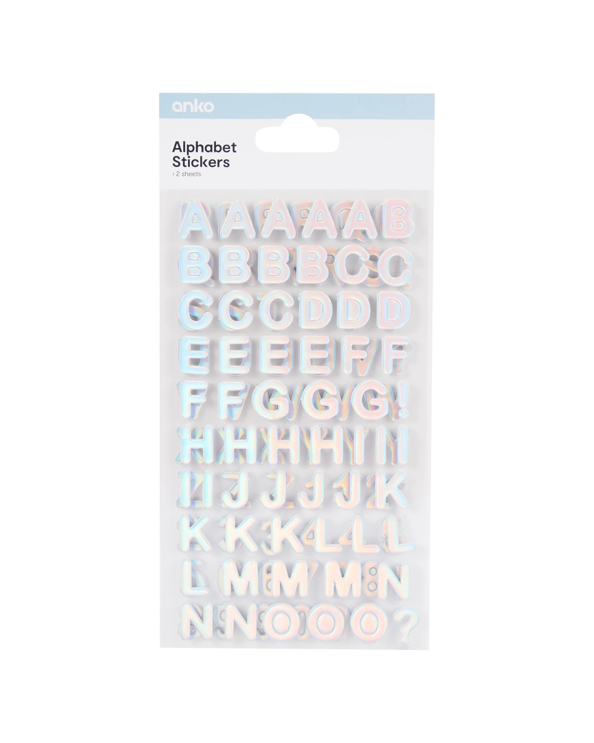 1 2 Pack Alphabet Stickers - Iridescent, 1 of 3