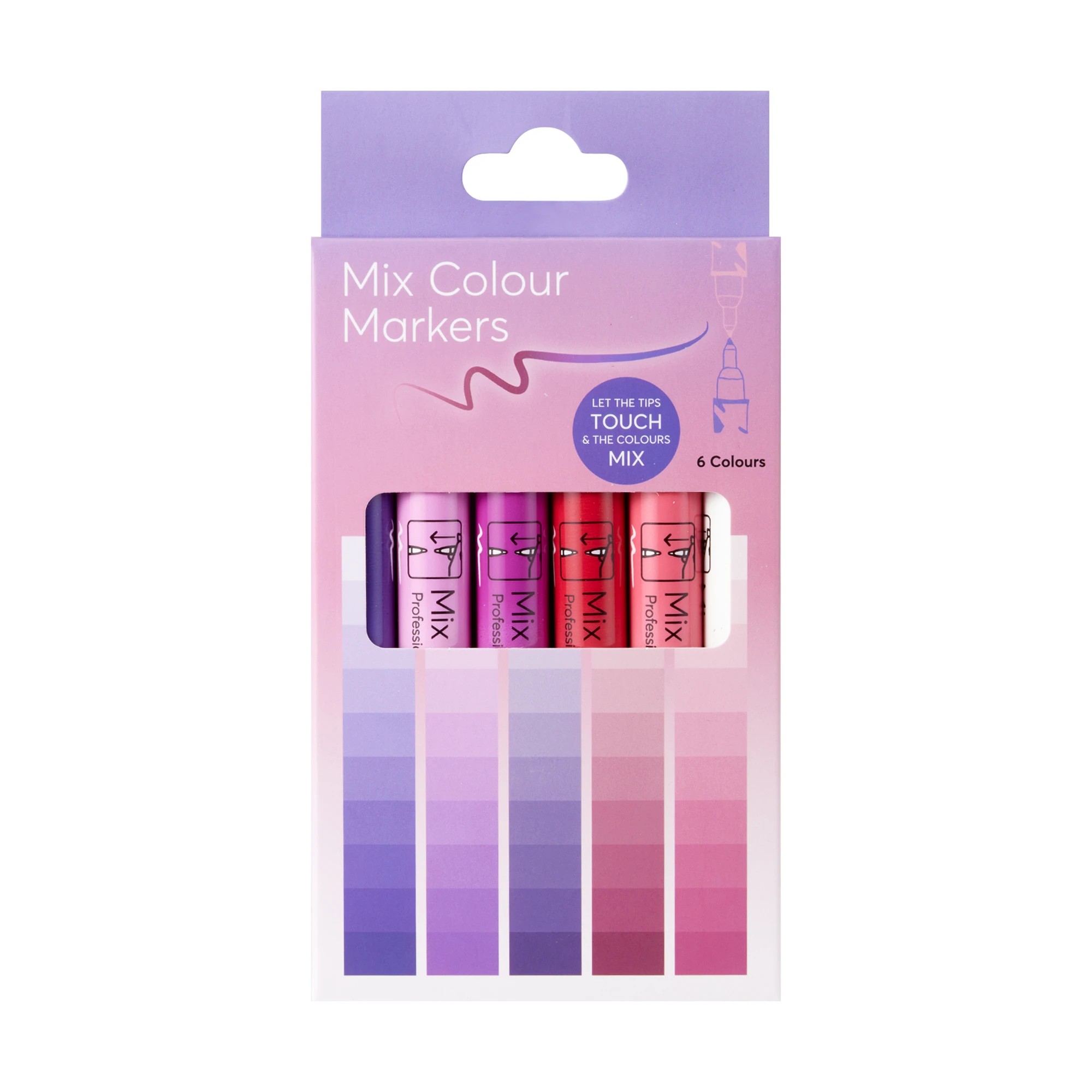 1 6 Pack Mix Colour Markers - Lilac, 1 of 4