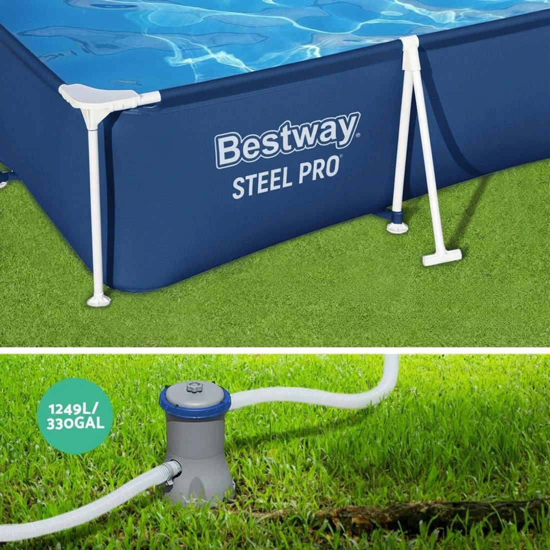 5 Bestway Swimming Pool 300x201x66cm Steel Frame Above Ground Pools w/ Filter Pump 3300L - Multi, 5 of 10