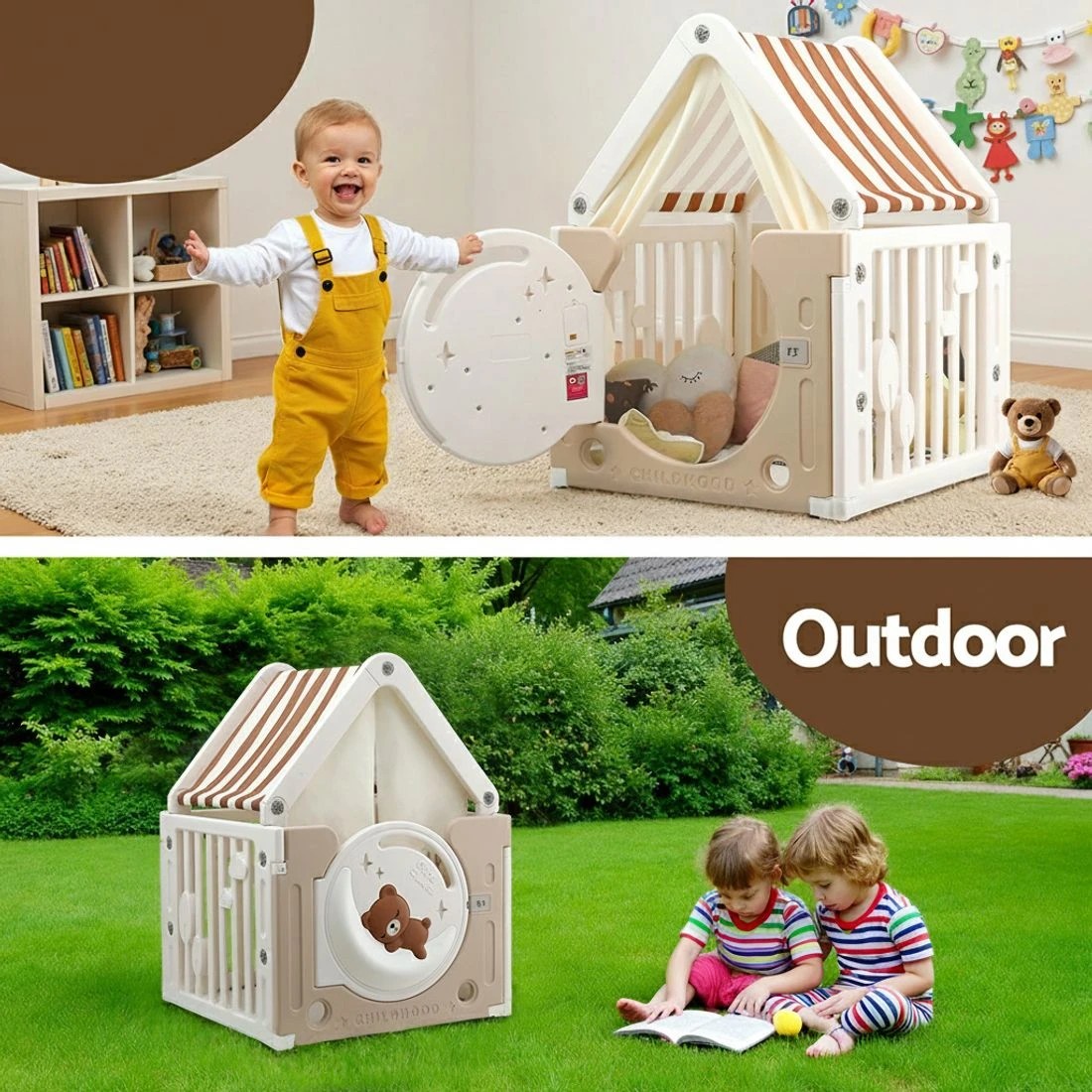 7 Keezi Kids Play Tent Playhouse Castle with Floor Mat 85CMX113CM - Multi, 7 of 8