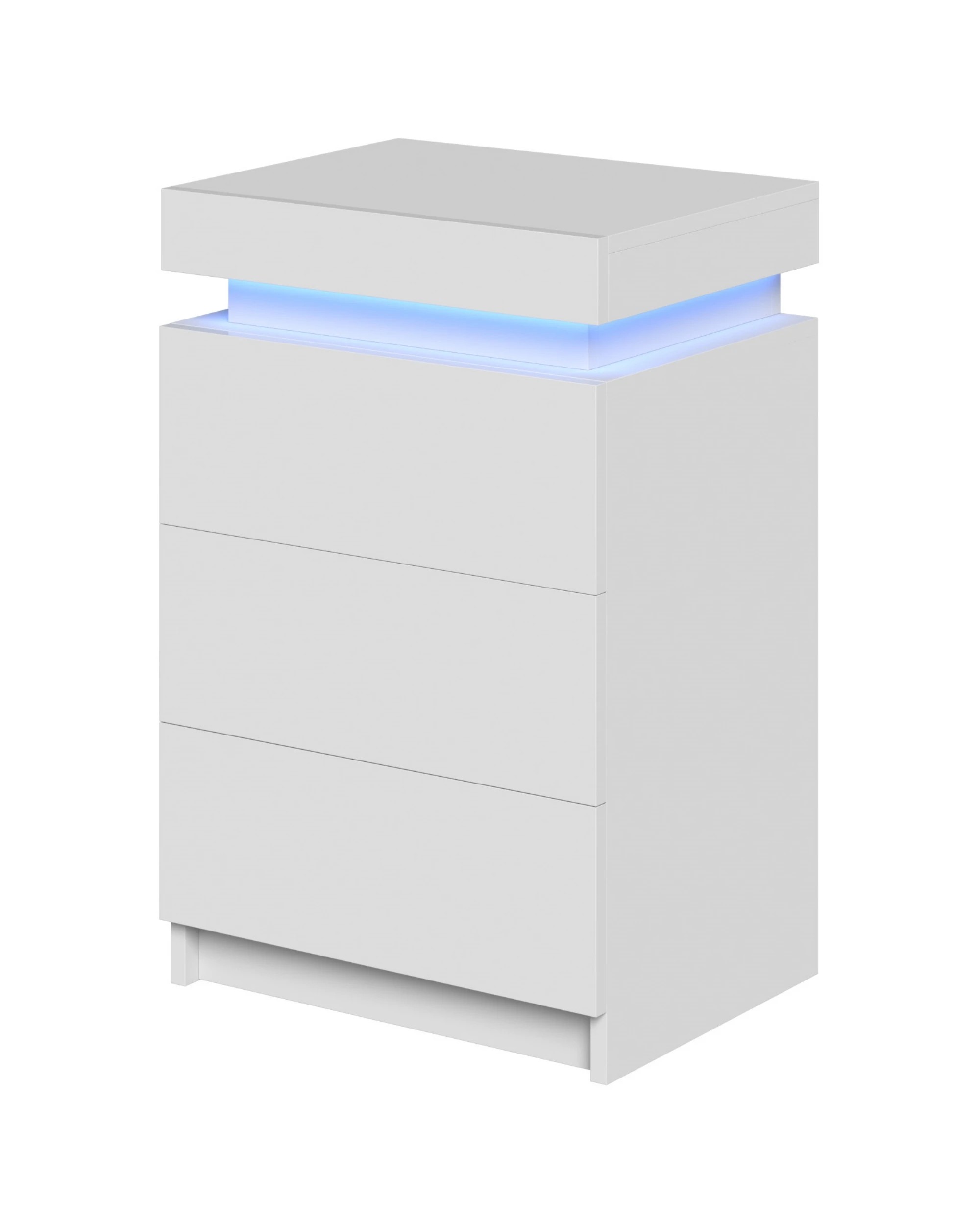 1 Advwin Led Nightstand With 3  Drawers And Hidden Storage
 - White, 1 of 9