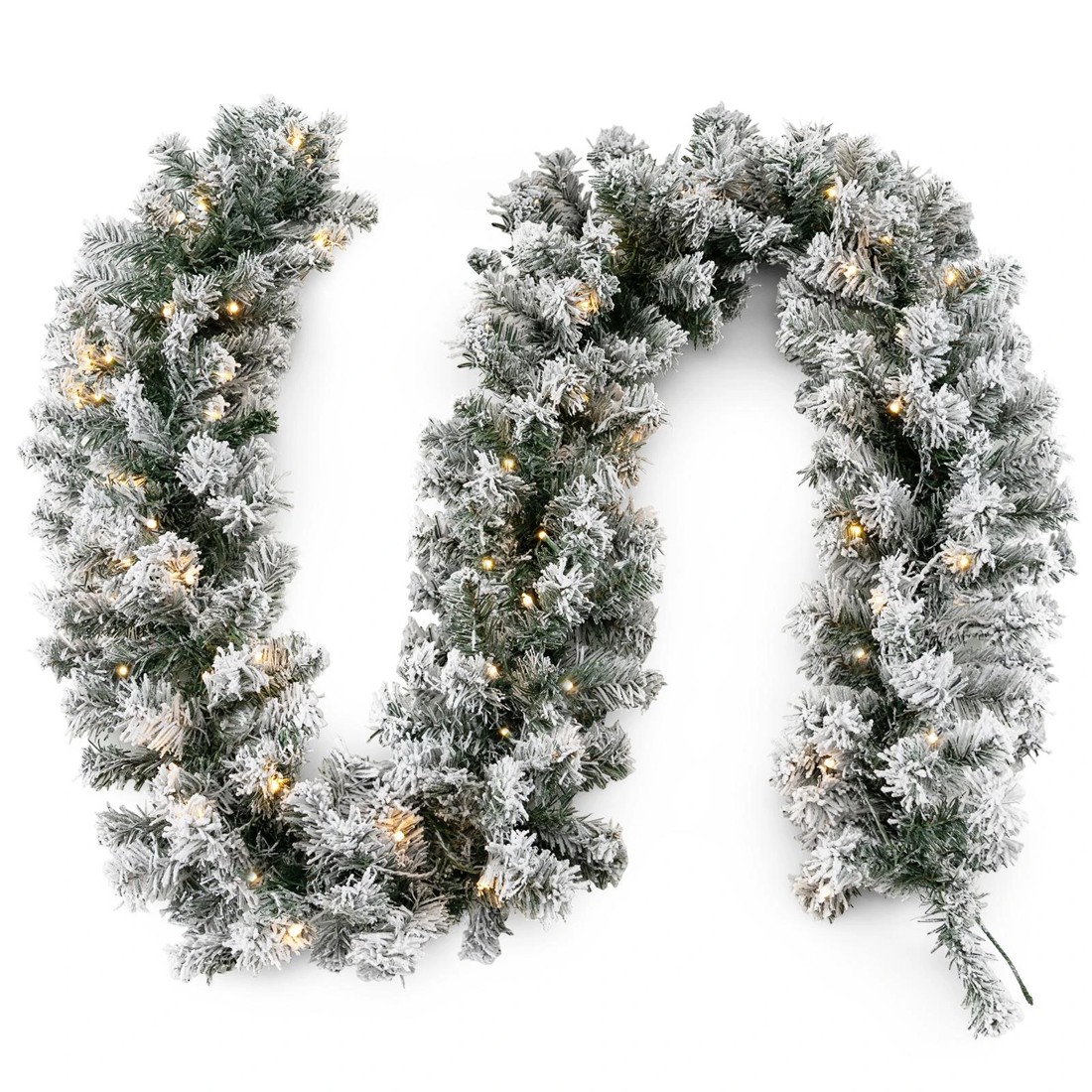 1 Costway 2.7M Snowy Flocked Christmas Rattan Artificial Flower Vine, 1 of 1