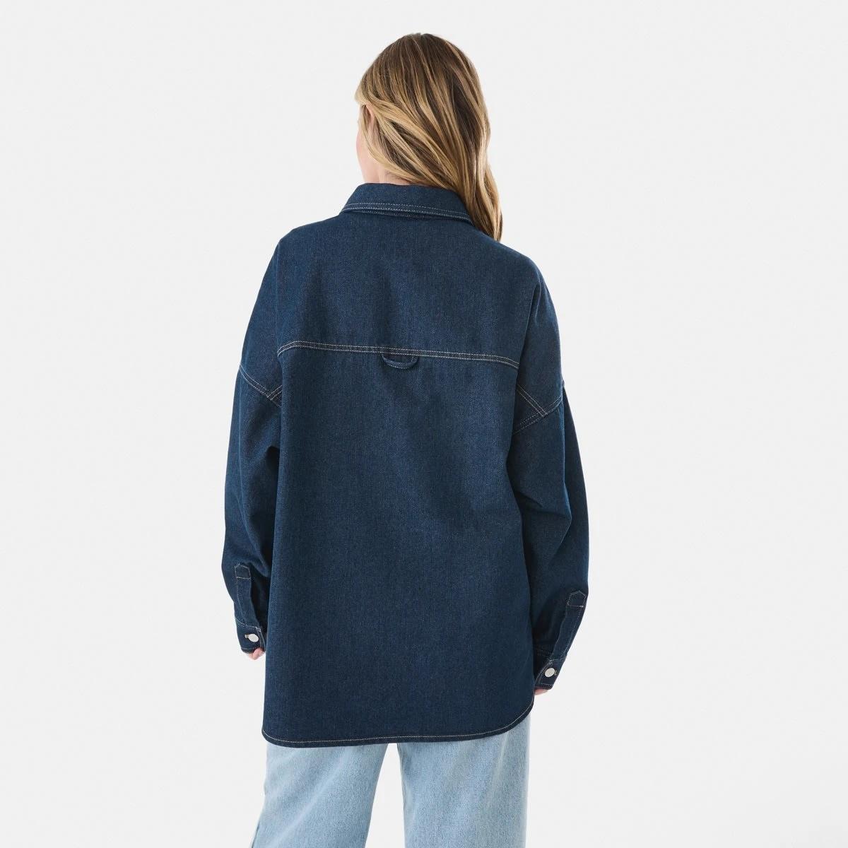 4 Long Sleeve Denim Shirt Dark Wash, 4 of 8