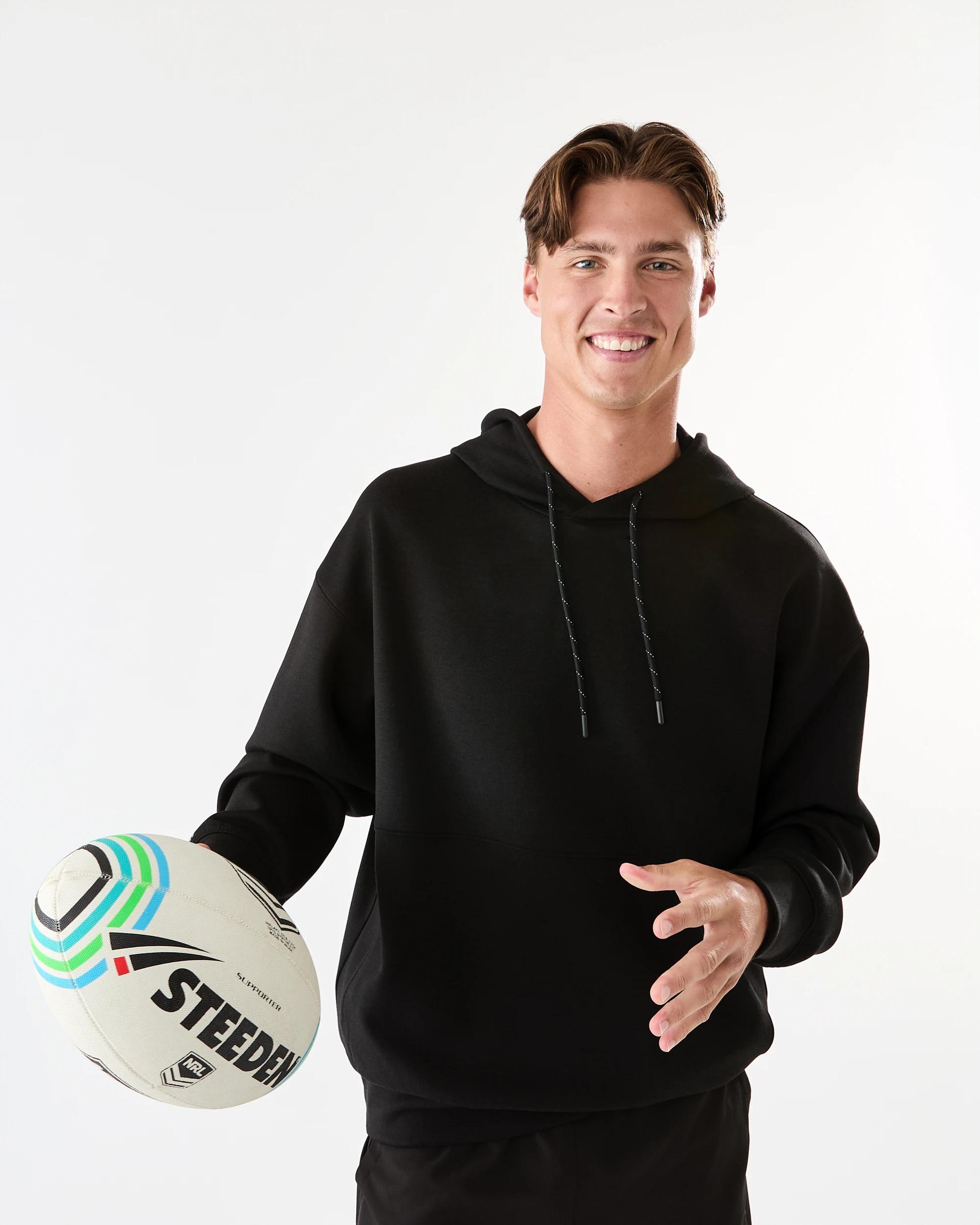 1 Active Mens Relaxed Scuba Hoodie Black, 1 of 8