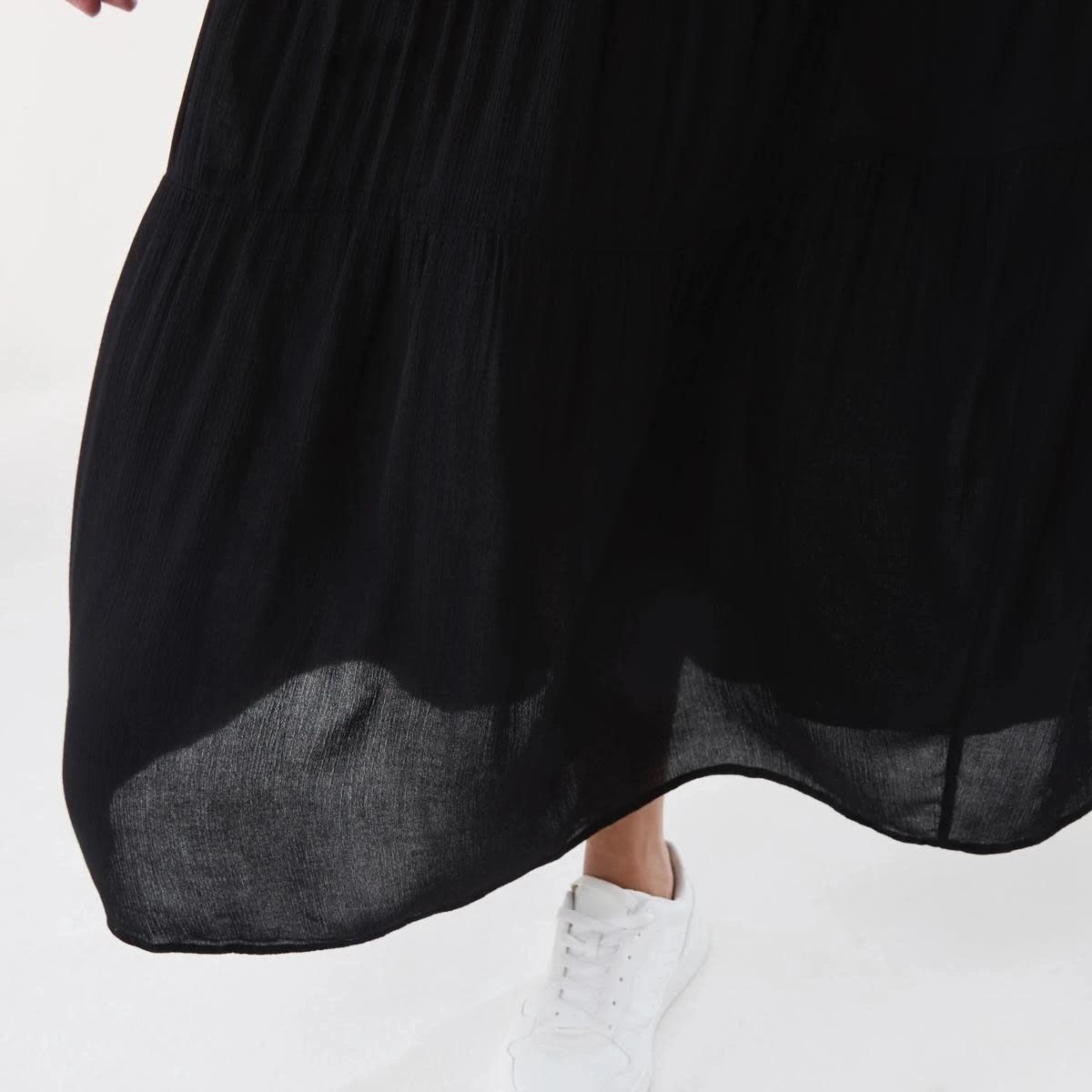 5 Curve Multi Tiered Textured Maxi Skirt BLACK, 5 of 5