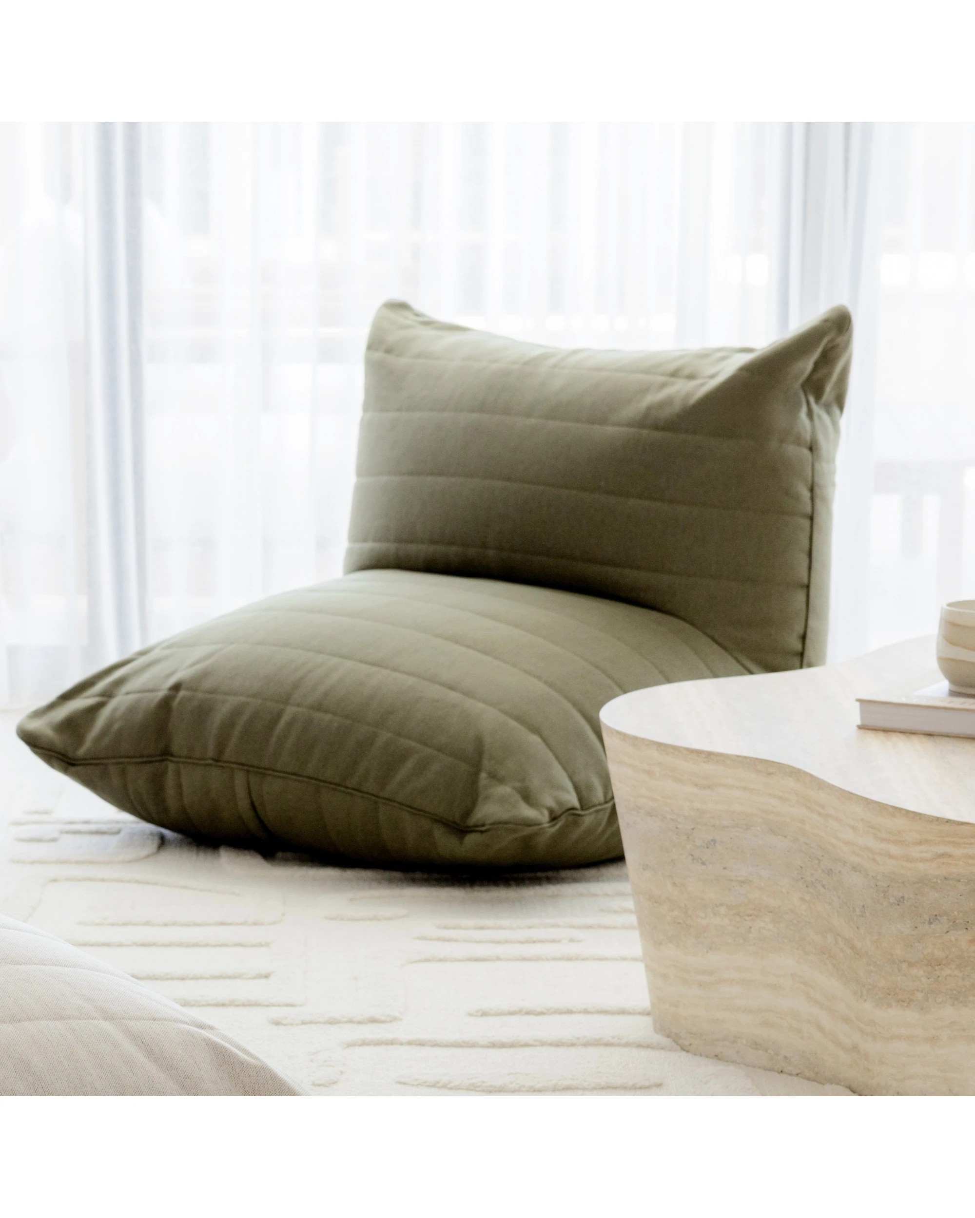 8 Cadence & Co. Linoire Quilted Beanbag Lounger Cover - Moss Green, 8 of 10
