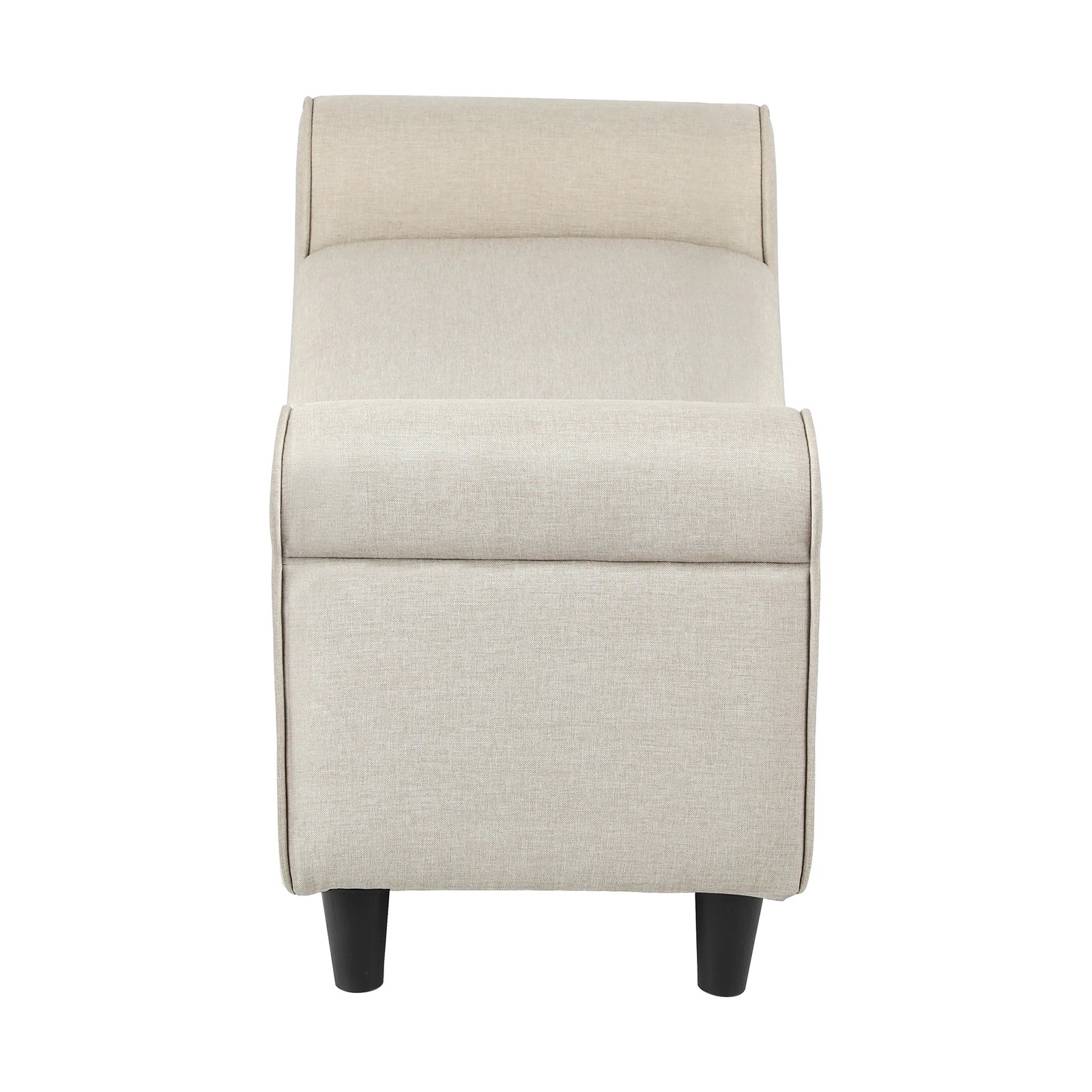 5 Oikiture Storage Ottoman Blanket Box Linen Fabric Arm Foot Stool Couch
 - Beige, 5 of 10