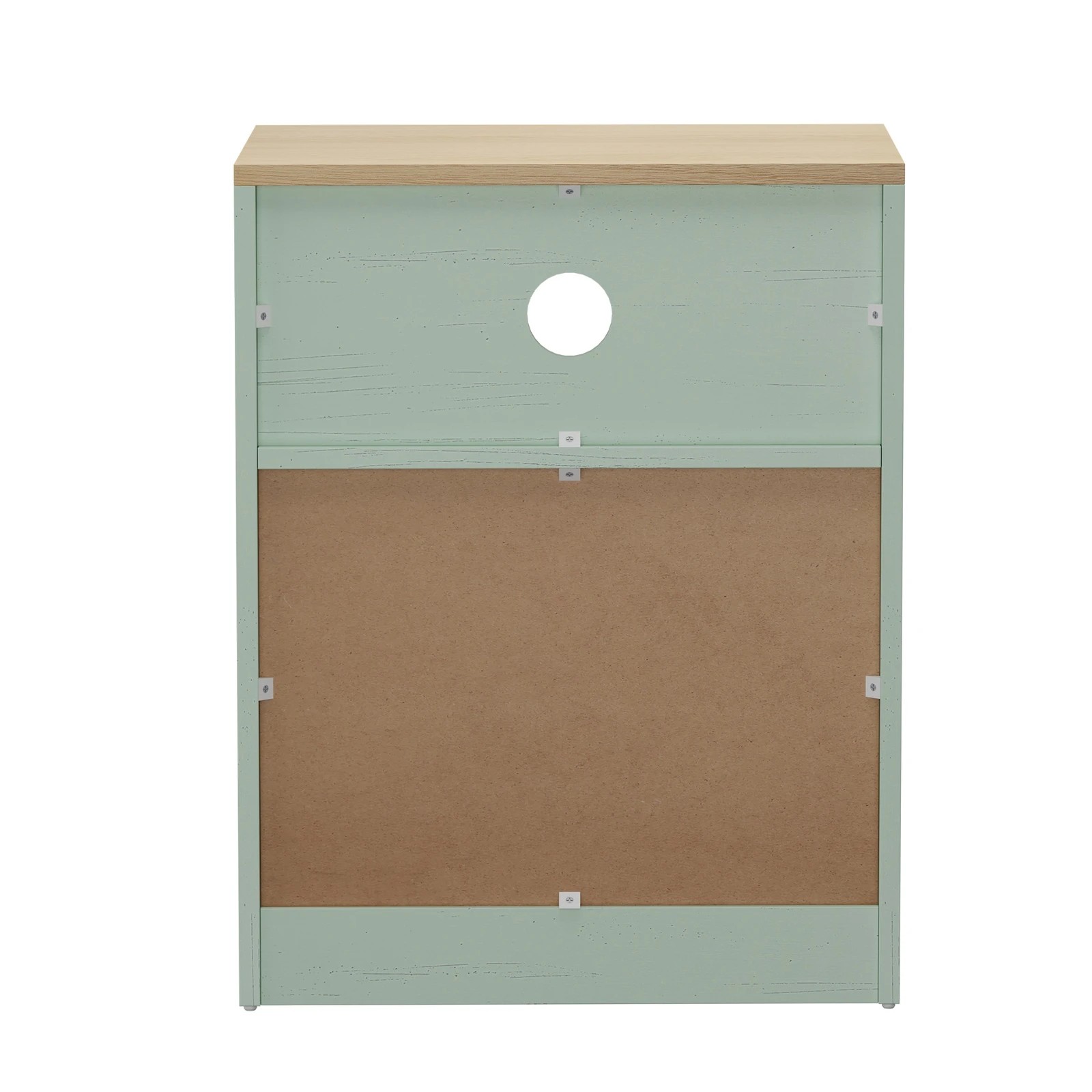 8 Oikiture Bedside Table 2 Drawers Open Shelf Nightstand Storage - Green, 8 of 8
