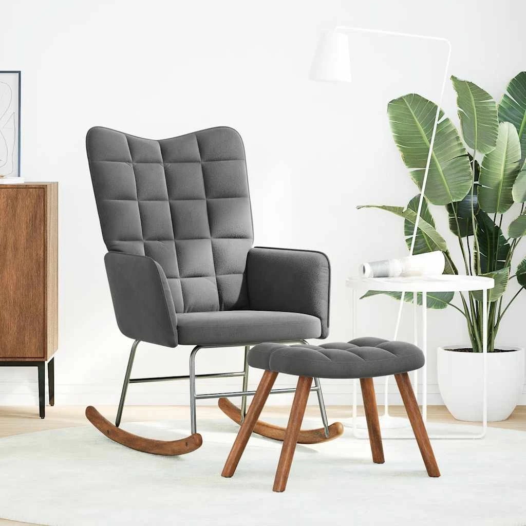2 vidaXL rocking chair with stool - Grey, 2 of 9