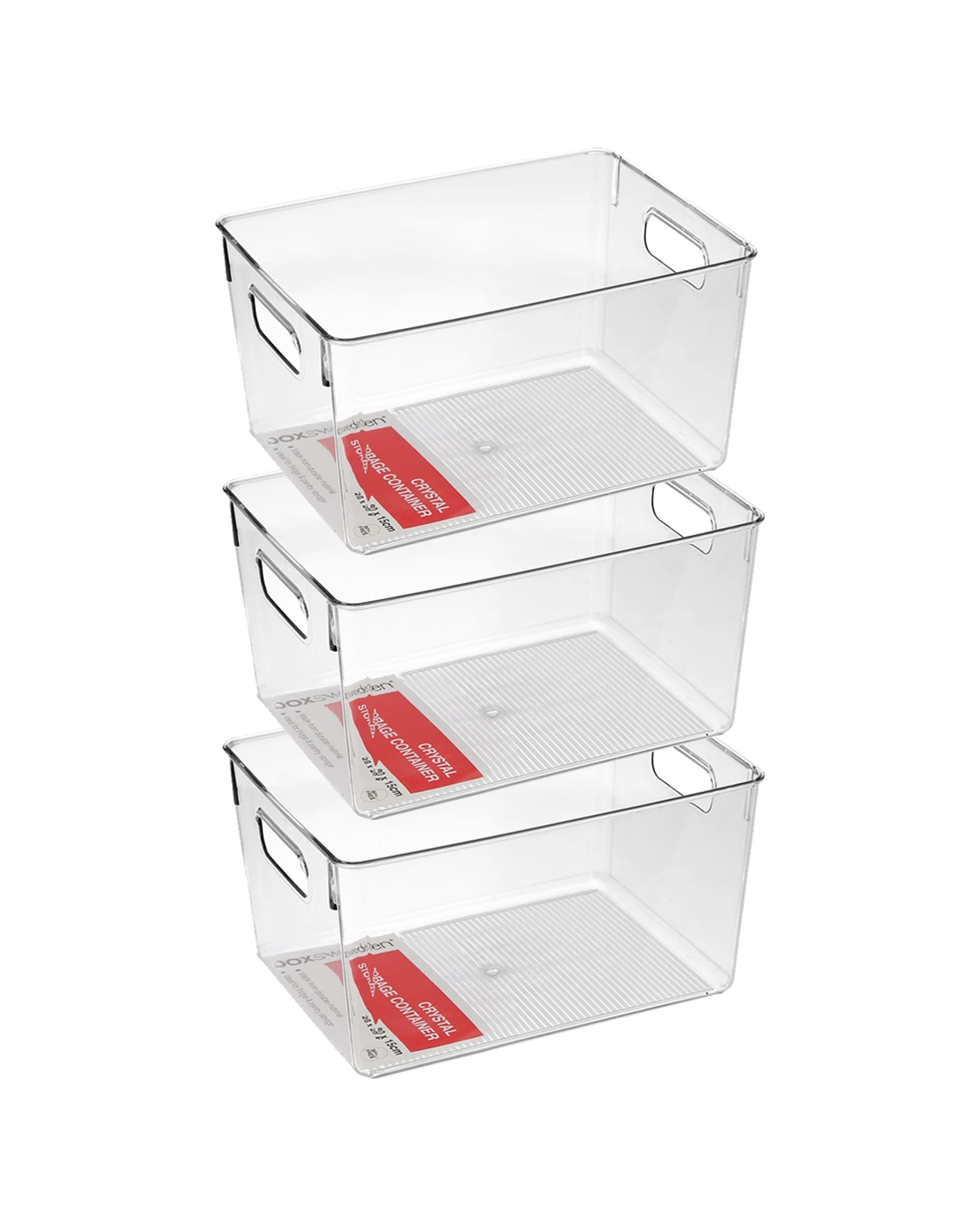 1 3x Boxsweden Crystal Storage Container - Large Handles Plastic 28x20x15cm
 - plain, 1 of 3