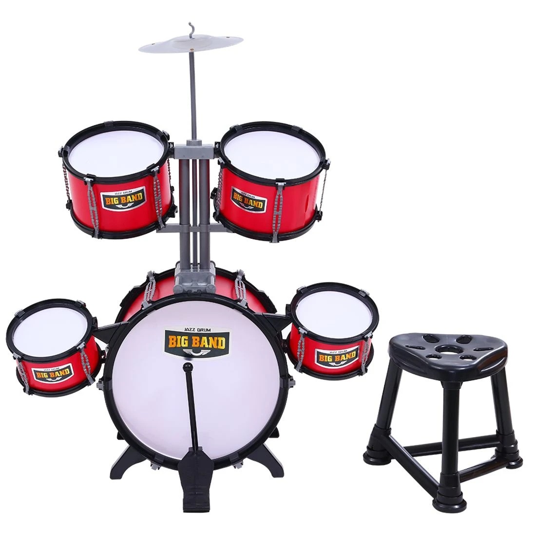 4 Keezi Kids Drum Kit Set Pretend Play Junior Drums Musical Toys Childrens 7pcs
 - multi, 4 of 5