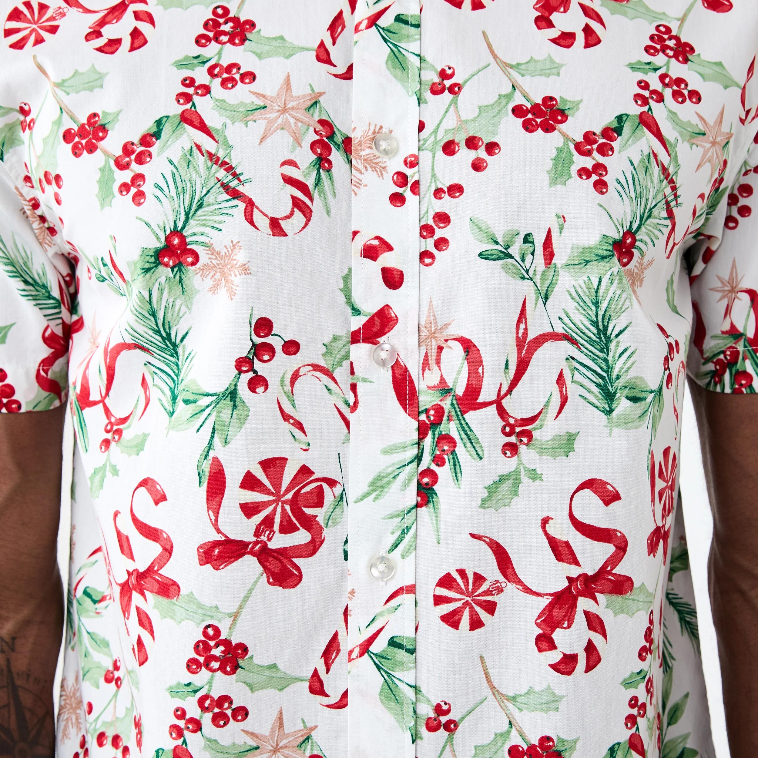 7 Short Sleeve Christmas Print Shirt Candy Cane, 7 of 7