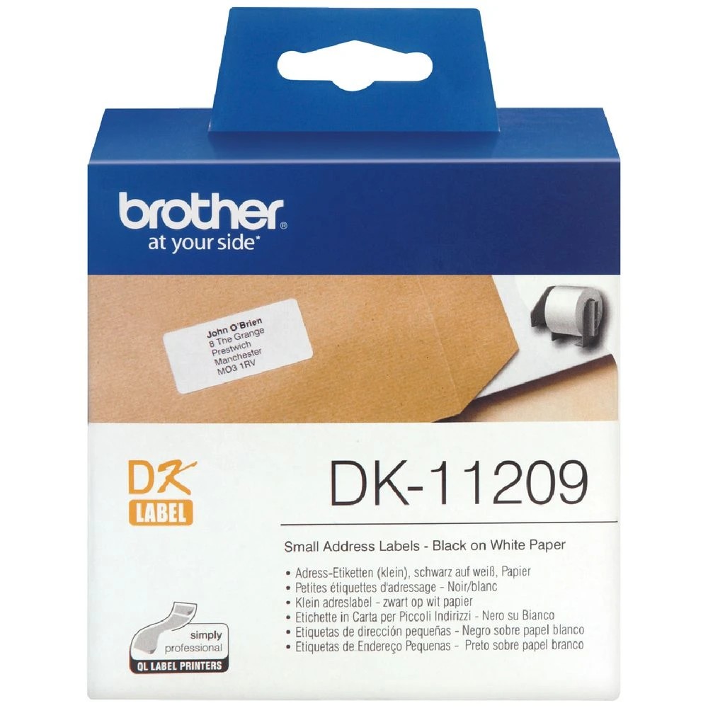 1 Brother DK 11209 Labels Address Sml 29 x 62mm Black on White, 1 of 2