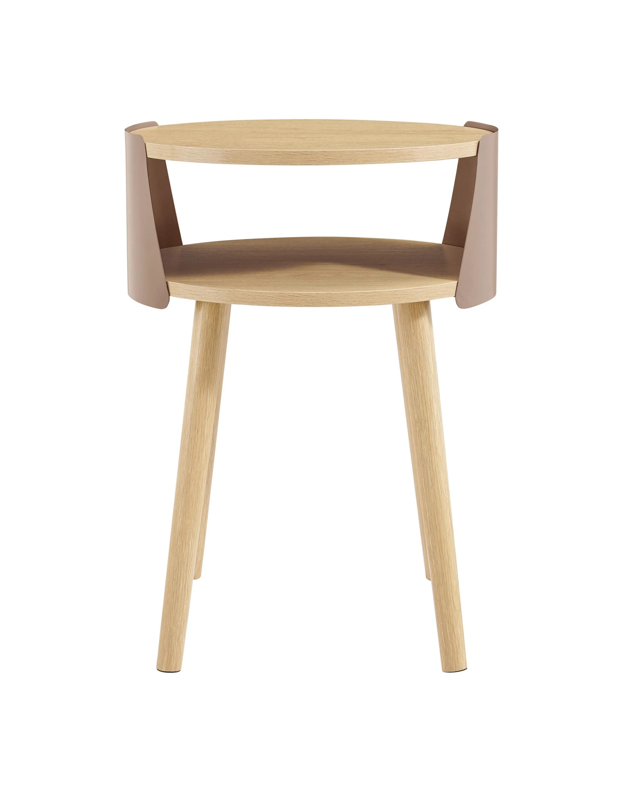 4 Kodu Side Table Bedside Shelf Round - Brown, 4 of 9