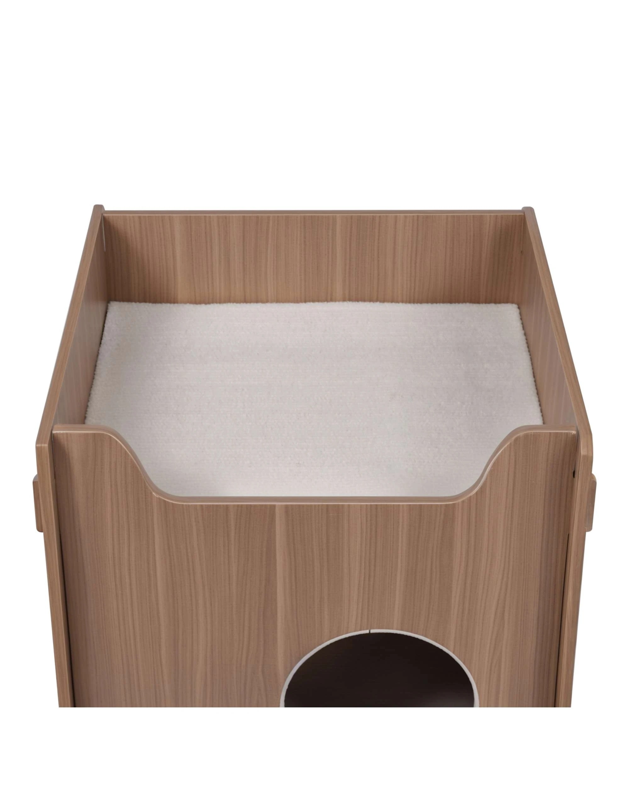 6 Advwin Wooden Cat House Tree Hole Warm Pet Bed Double Bucket Style Cat Sleeping Cave, 6 of 8