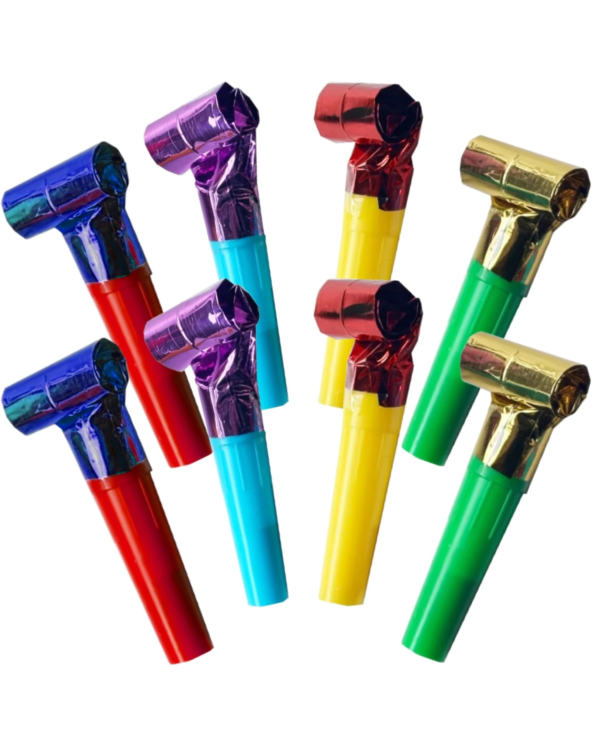 1 Party Maker Multi Coloured Metallic Foil Blowers Pack of 8, 1 of 2
