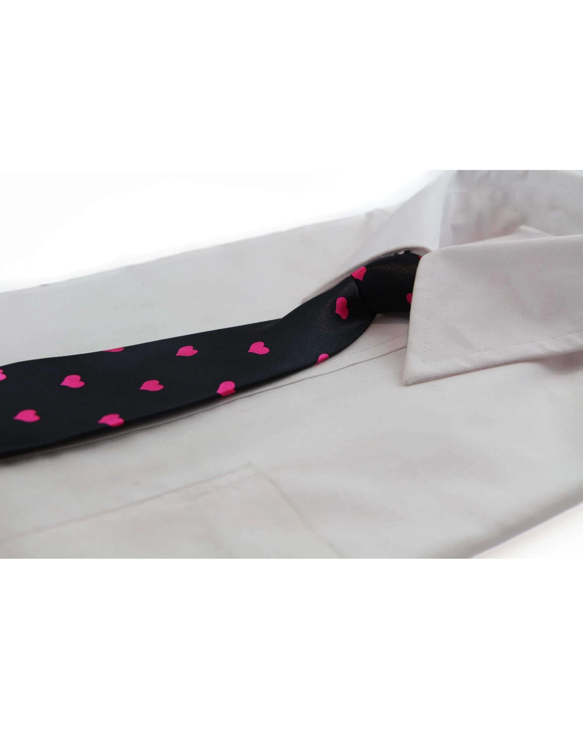1 Zasel Kids Boys Black & Pink Patterned Elastic Neck Tie - Pink Love Hearts - Multi, 1 of 3