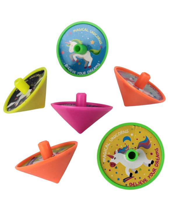 Artwrap Coloured Unicorn Spin Tops Pack of 6