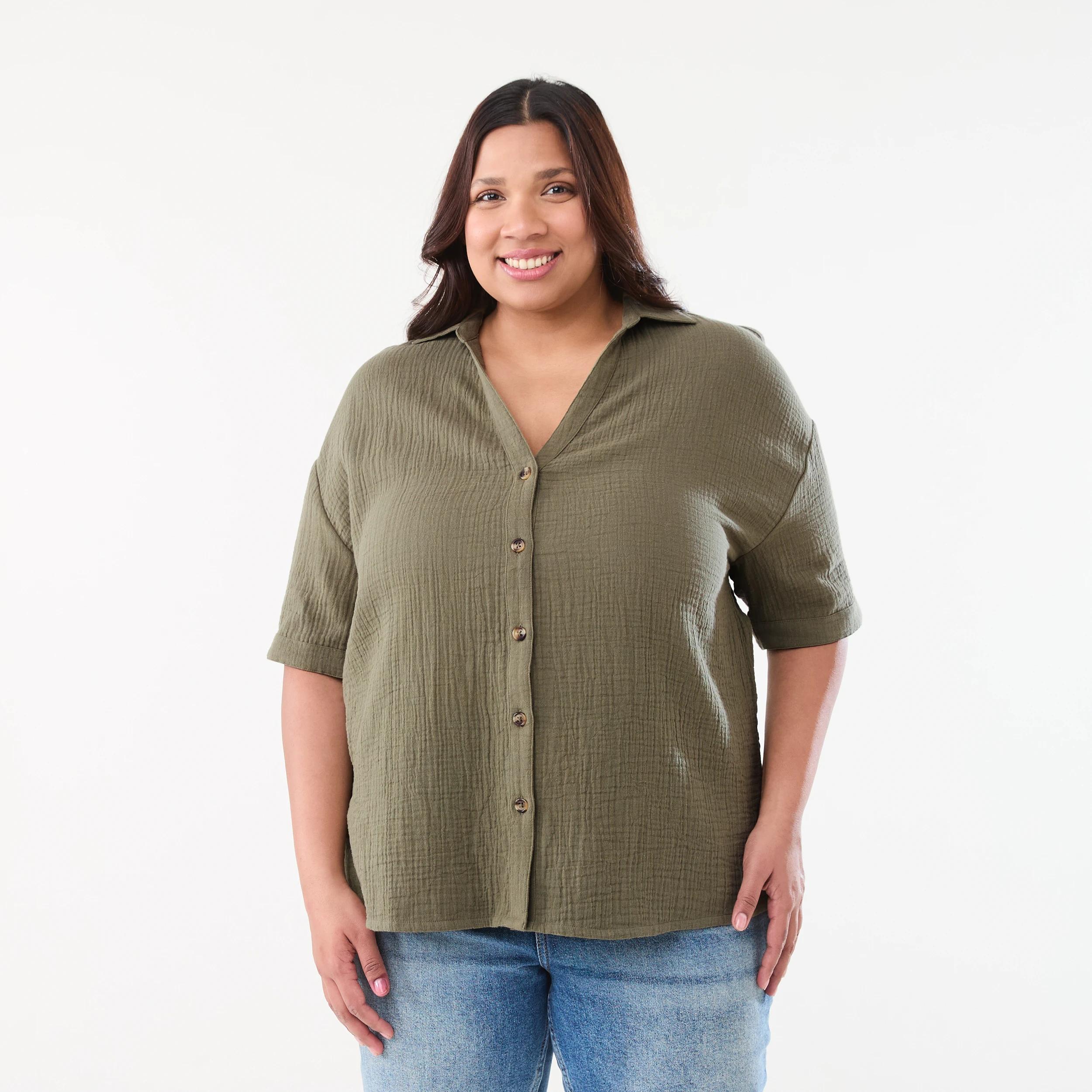 1 Curve Short Sleeve Double Cloth Shirt BURNT OLIVE, 1 of 6