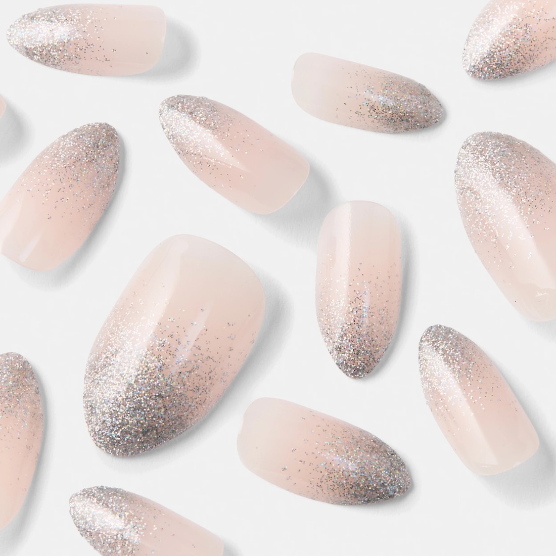 4 OXX Cosmetics 24 Pack Artificial Nails with Adhesive - Almond Shape, Glitter Tip, 4 of 5