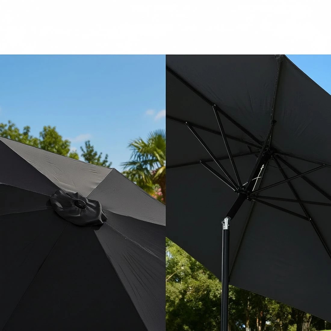 6 Instahut Outdoor Umbrella 2.9m Market Umbrella with String Light Tilt - Black, 6 of 7