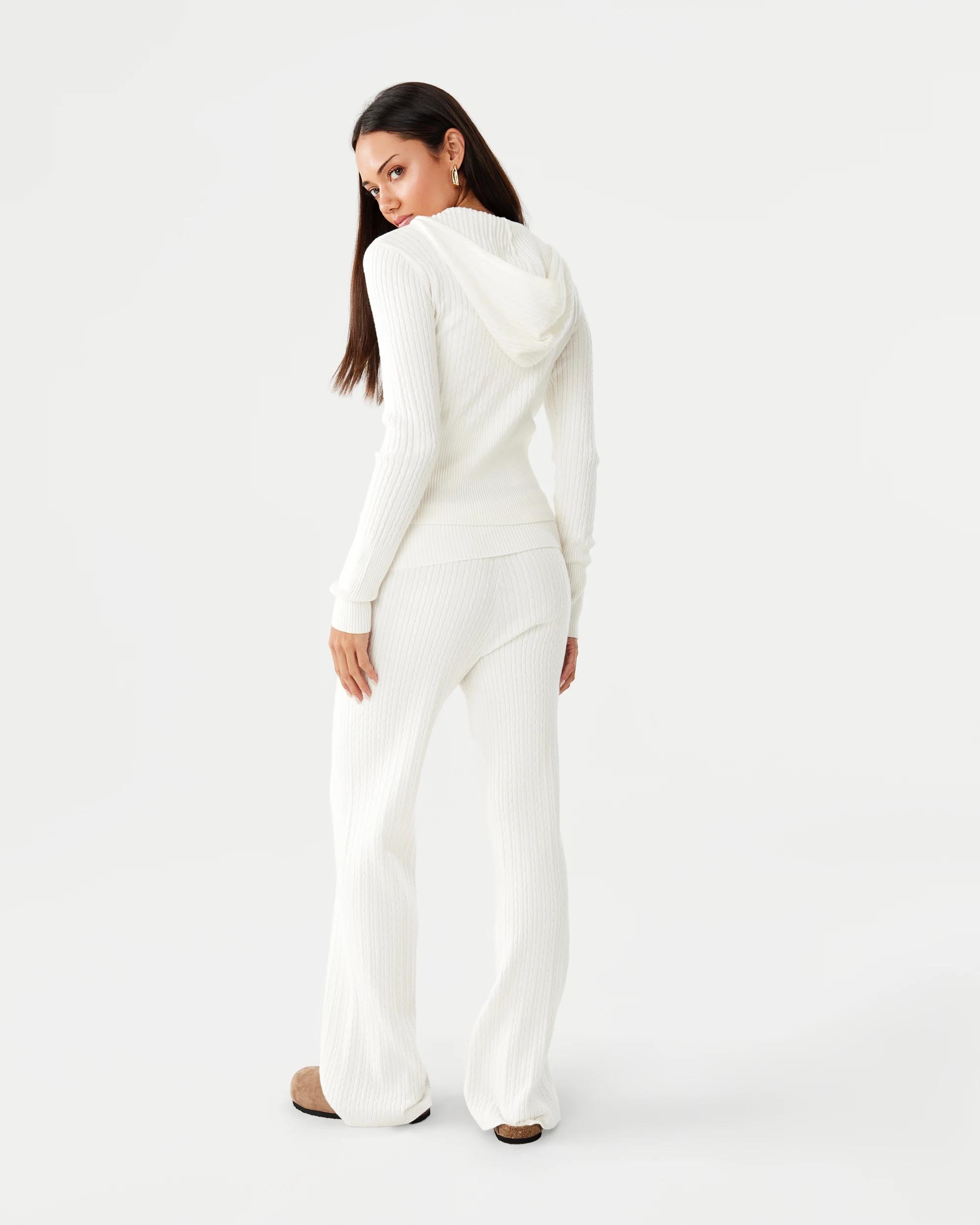 4 True Knit Cable Fold Over Pants Ecru, 4 of 8