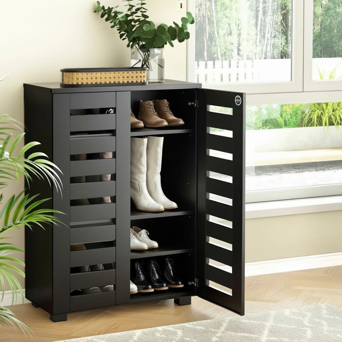 7 Artiss Shoe Rack Storage Cabinet 20 Pairs 5-tier - Black, 7 of 8