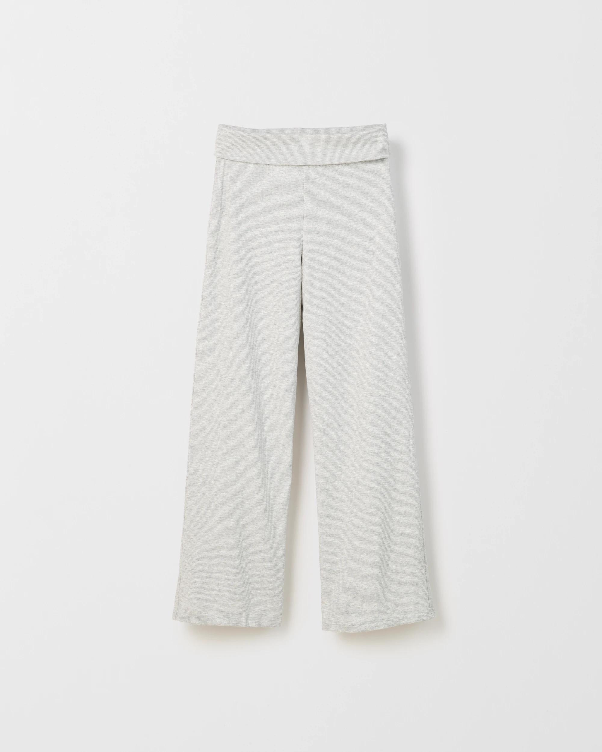 1 Target Kids Australian Cotton Rib Fold Over Waist Wide Leg Leggings GREY MARLE, 1 of 1