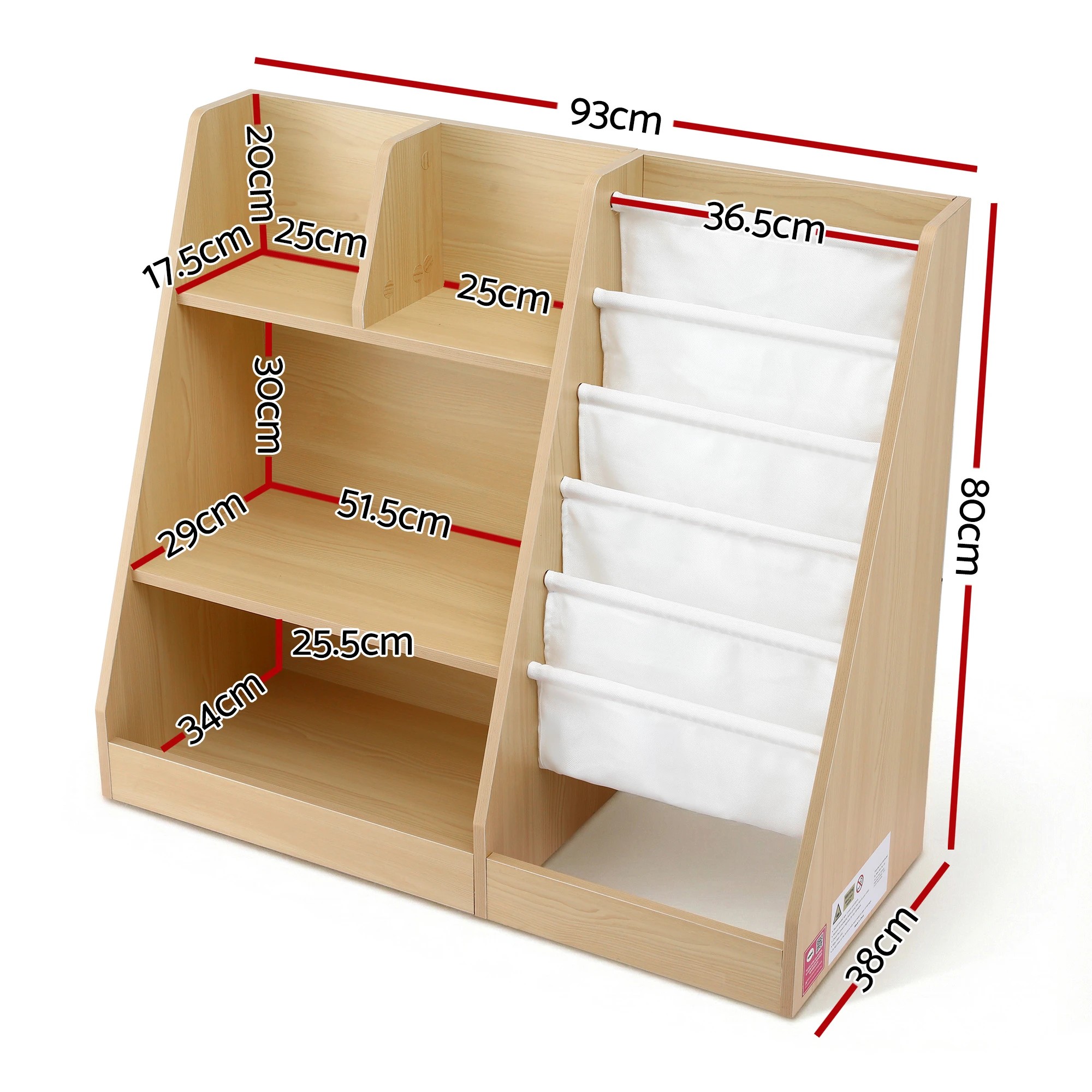 2 Keezi Kids Bookshelf  Bookcase Children Storage Rack Display Shelves Holder - Natural, 2 of 8