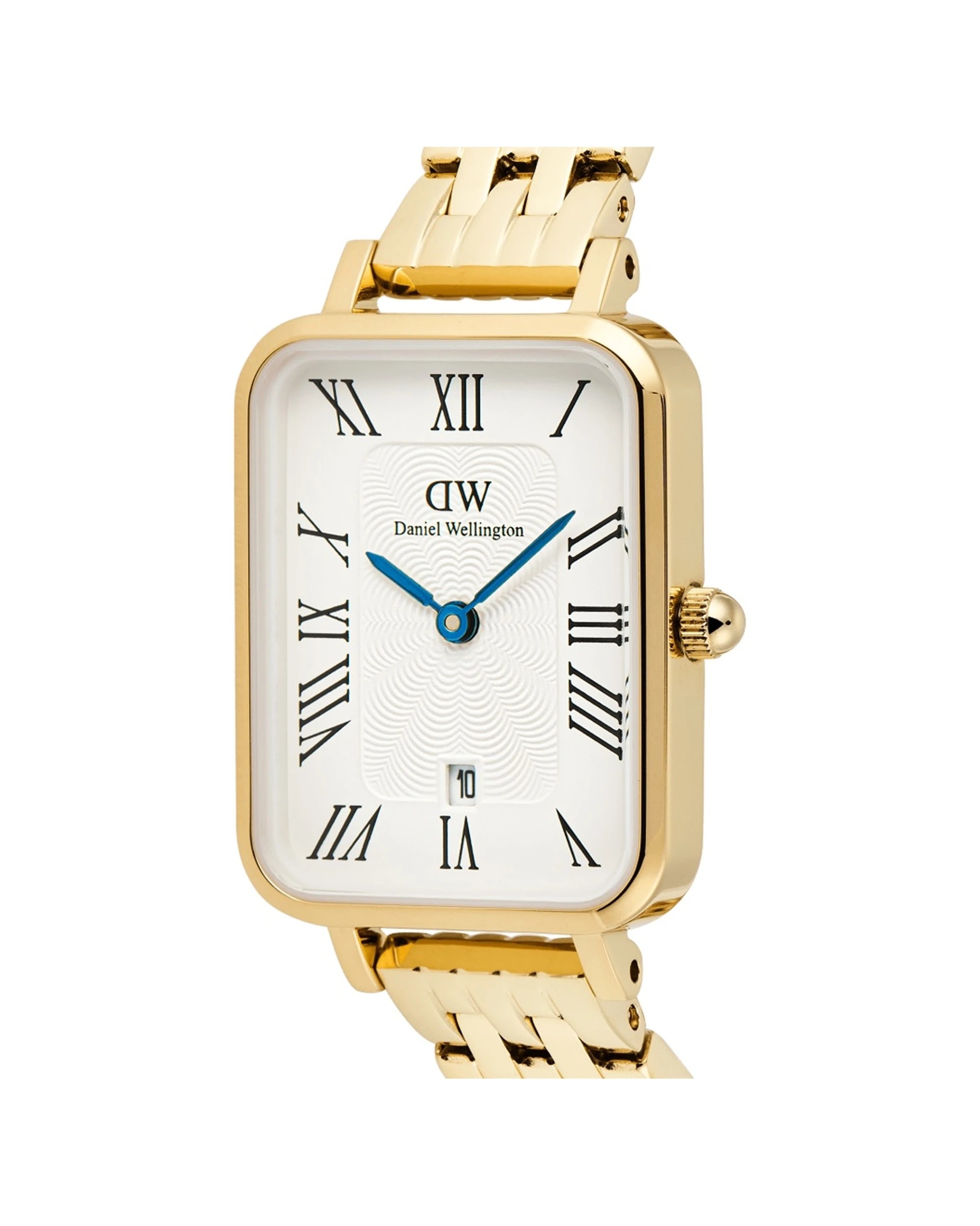 3 Daniel Wellington Quadro Roman Numerals Date 5-Link Gold Watch 20x26mm, 3 of 5