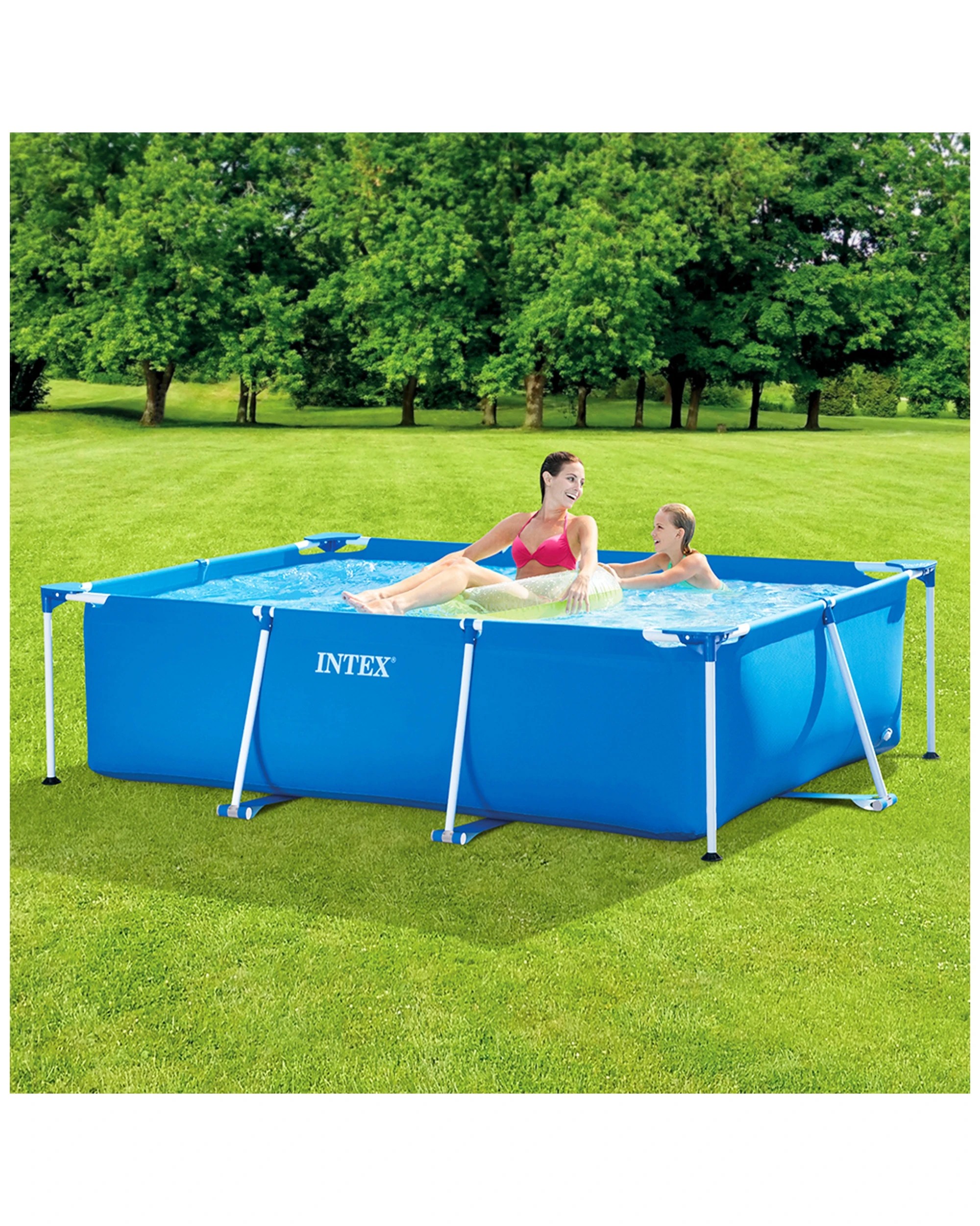 2 Intex 2.20m x 1.50m Rectangular Frame Set Pool Above-Ground Pool Quick Set
 - blue, 2 of 3