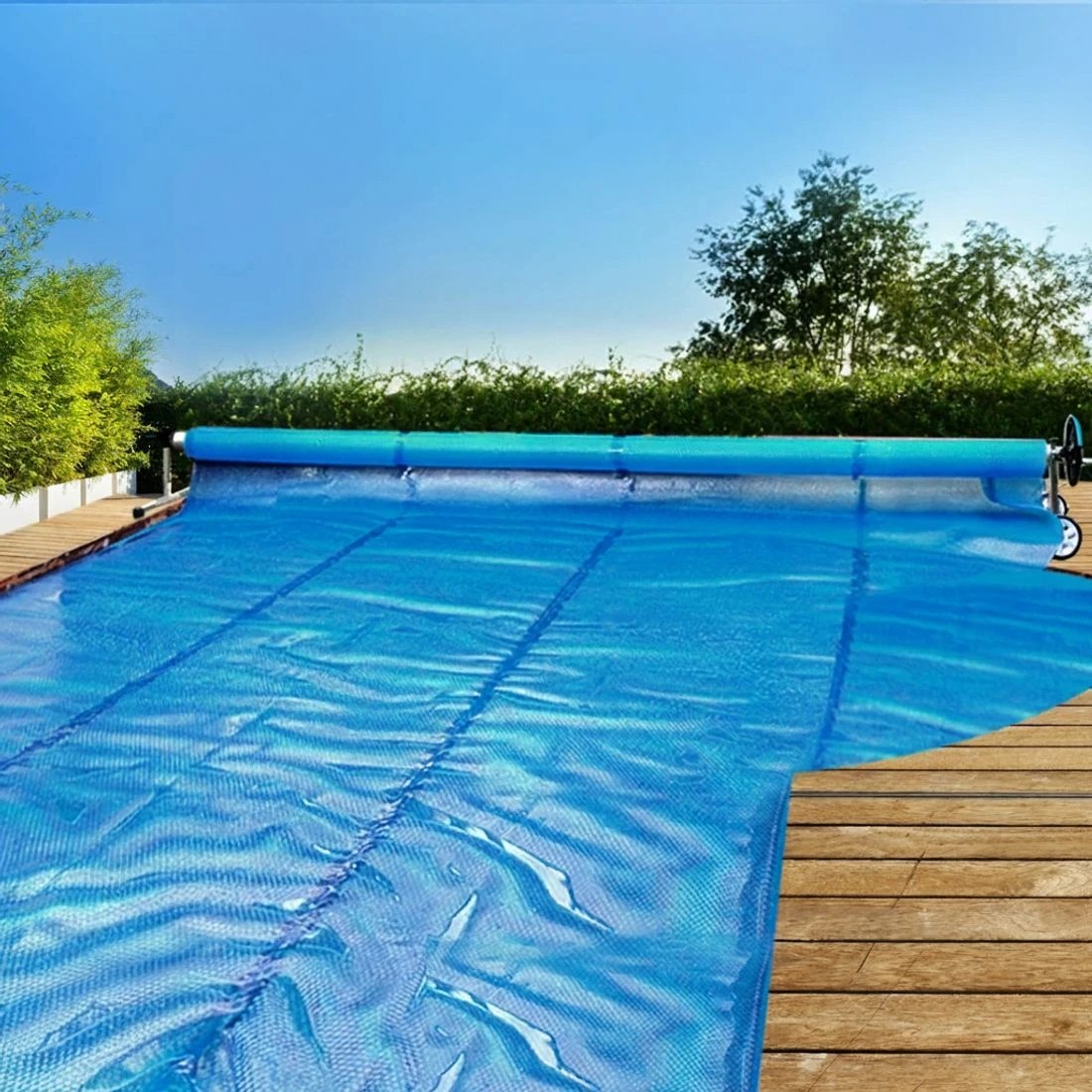 4 Aquabuddy Pool Cover 11x6.2m 400 Micron Swimming Pool Solar Blanket 6.55m Roller - Multi, 4 of 6