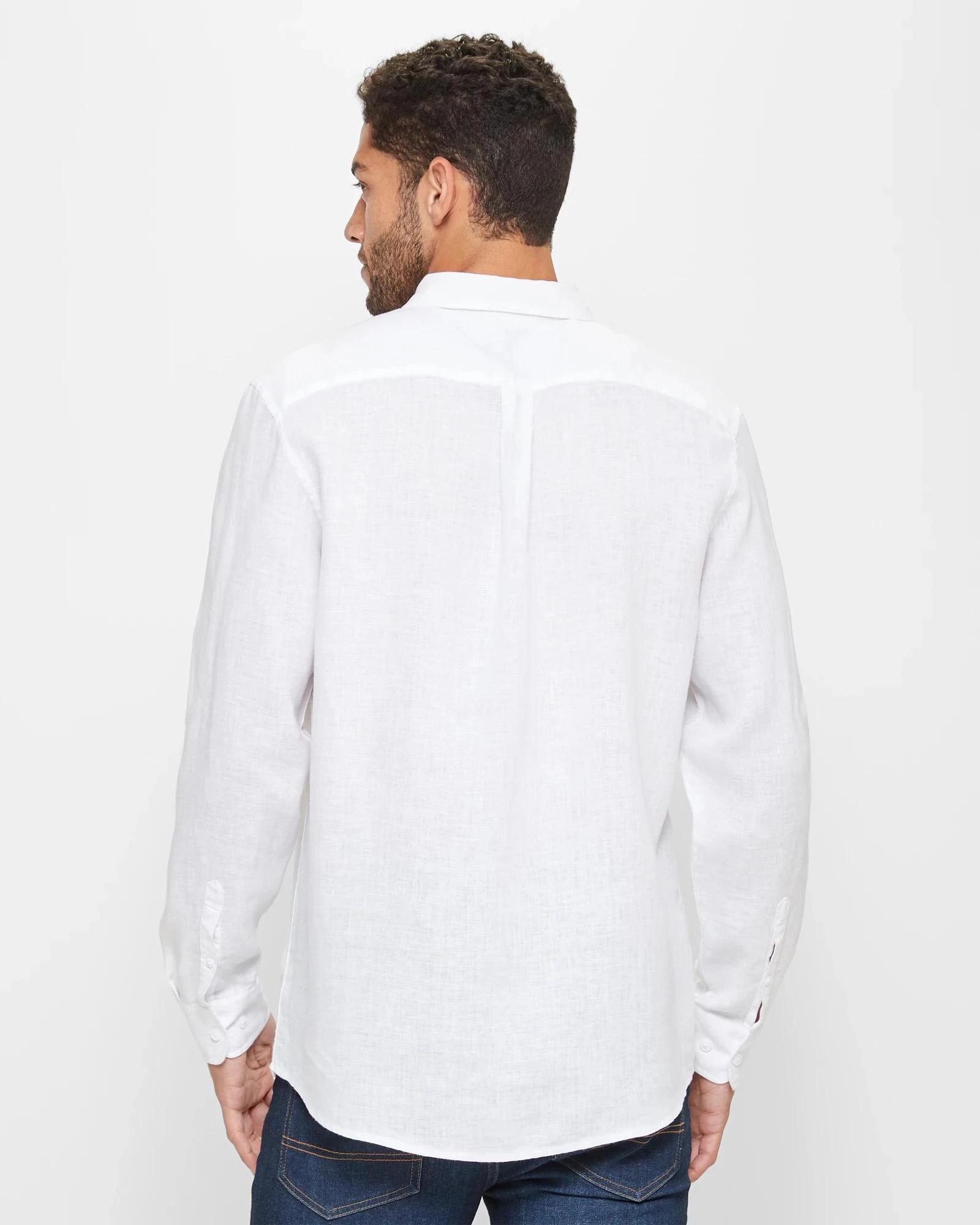 4 Target European Linen Long Sleeve Shirt WHITE, 4 of 5