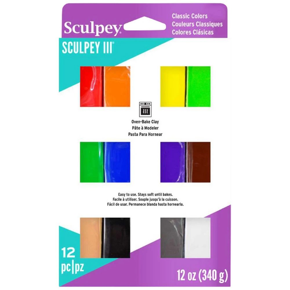 1 Sculpey III Modelling Clay Classic 12 Pack, 1 of 3