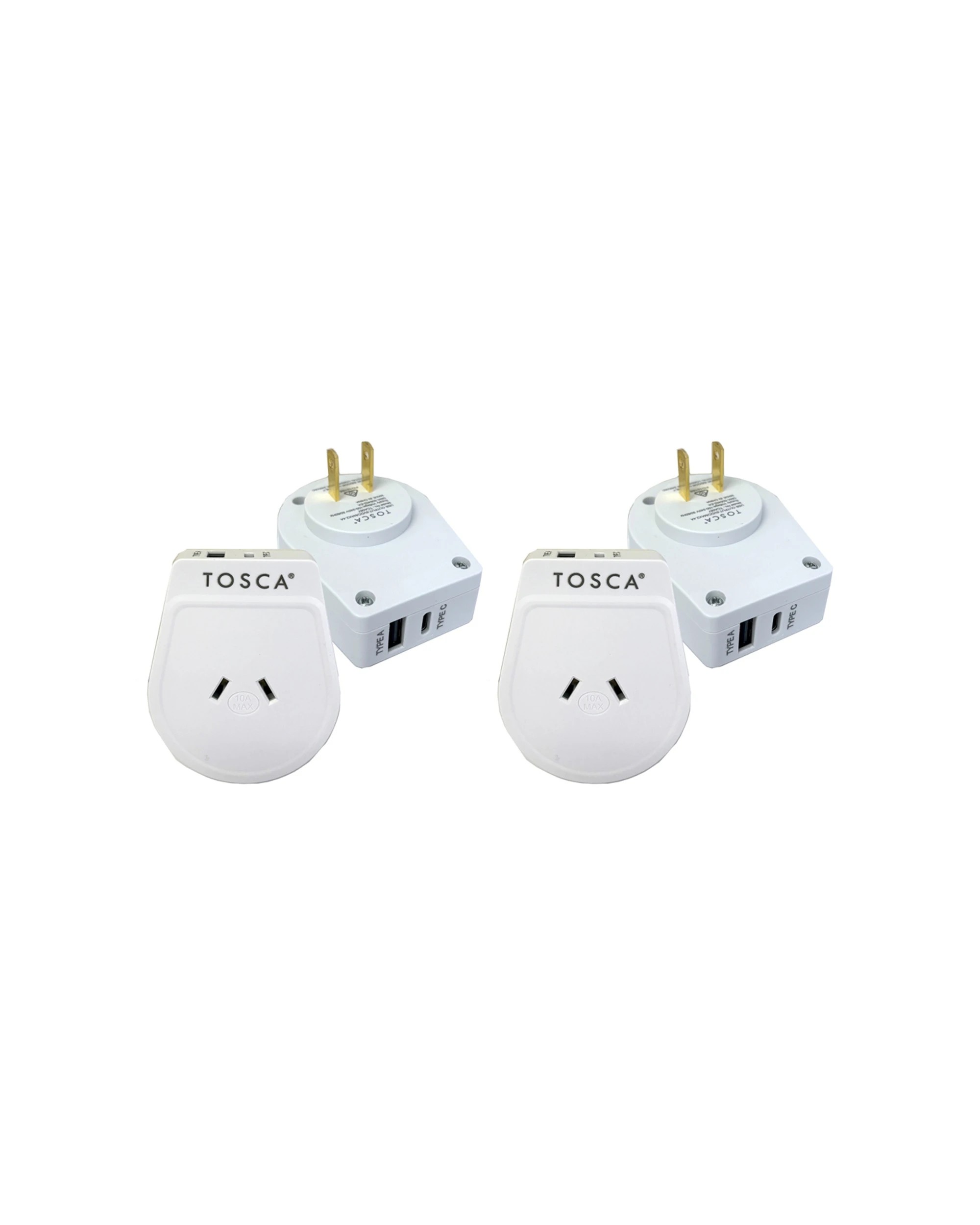 1 Tosca 2Pk Japan Ob Portable Travel Adapter Usb A&C - White, 1 of 4