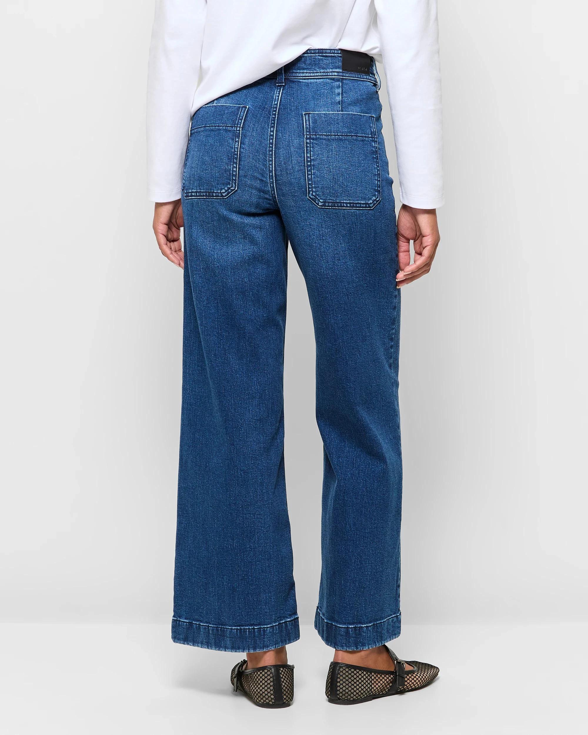 4 Target Mila Wide Leg High Rise Full Length Flat Front Denim Jeans 70'S INDIGO, 4 of 5