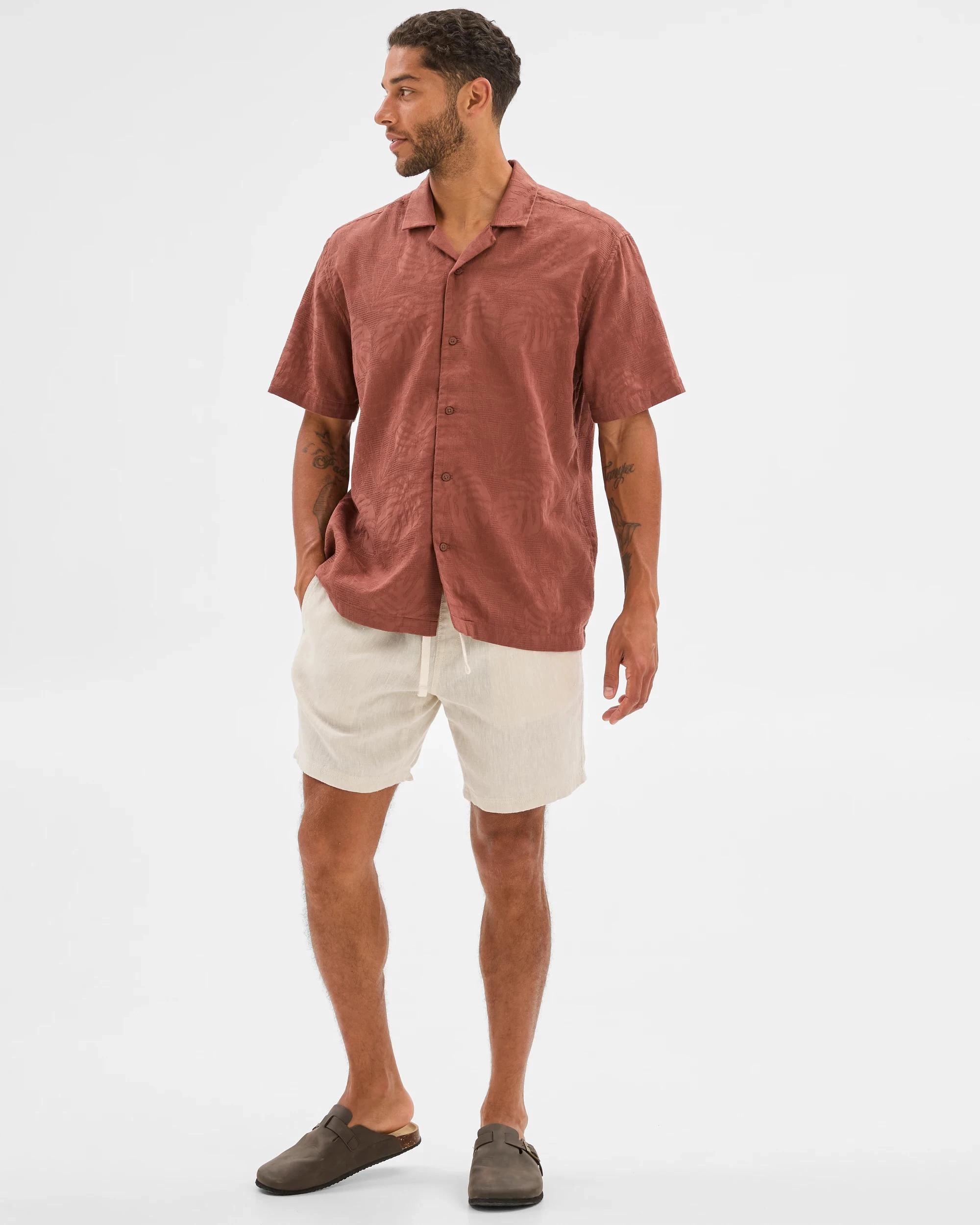 2 Target Australian Cotton Jacquard Floral Print Shirt RUST, 2 of 5