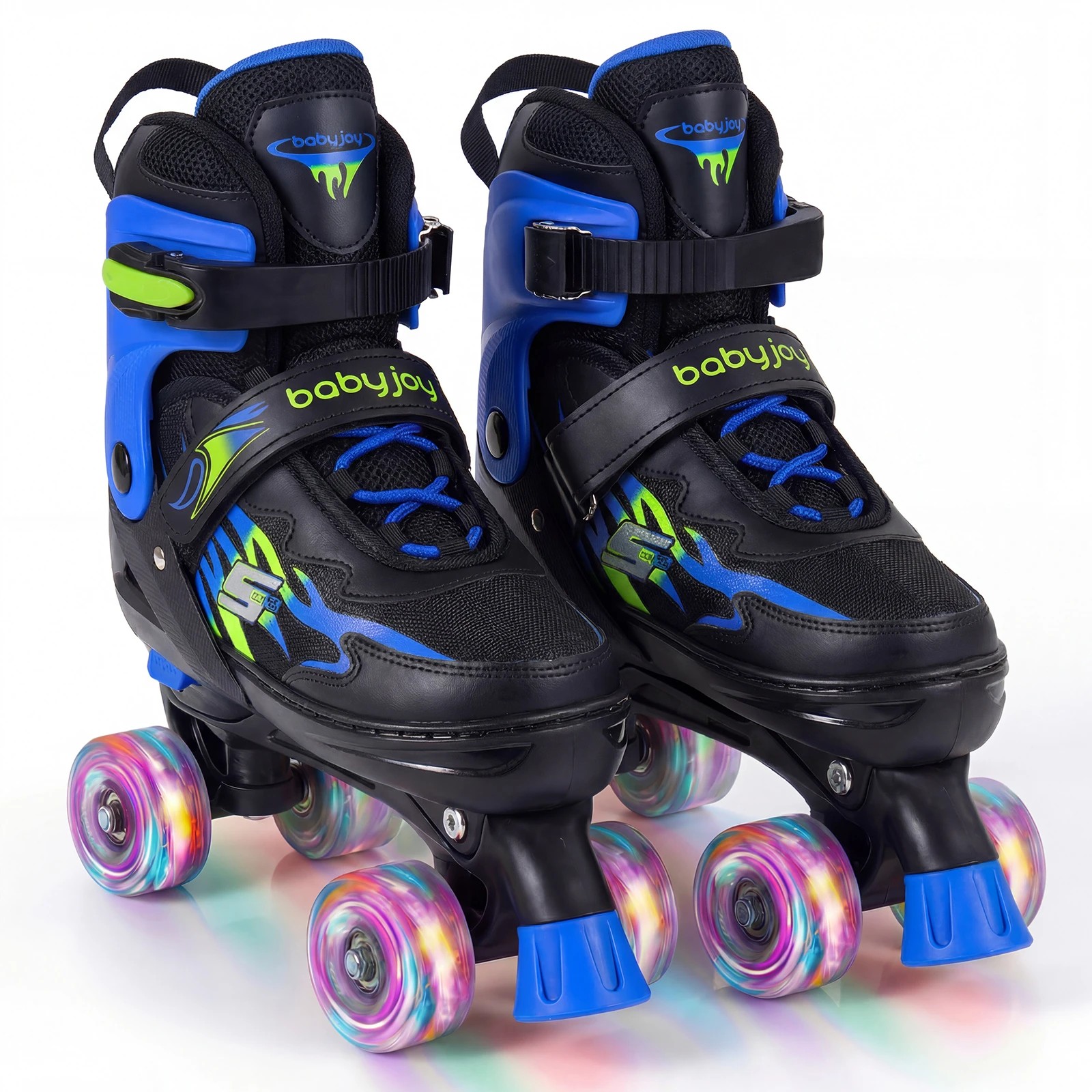 1 Costway 4-Size Adjustable Roller Skates Fun Quad Skating Shoes Roller Beginner Age 9-14 - Blue, 1 of 1