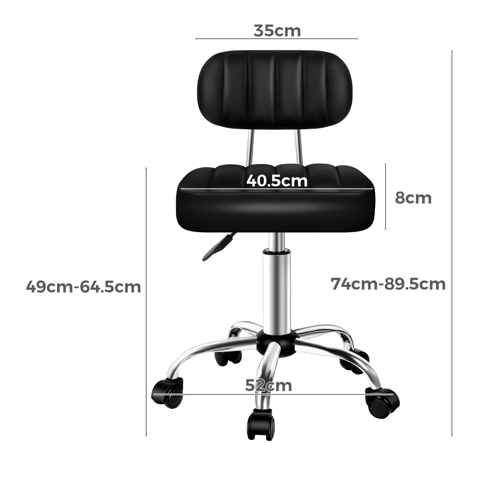 7 Alfordson 2x Salon Stool Backrest Swivel Barber Hair Dress Chair Lina - Black, 7 of 10