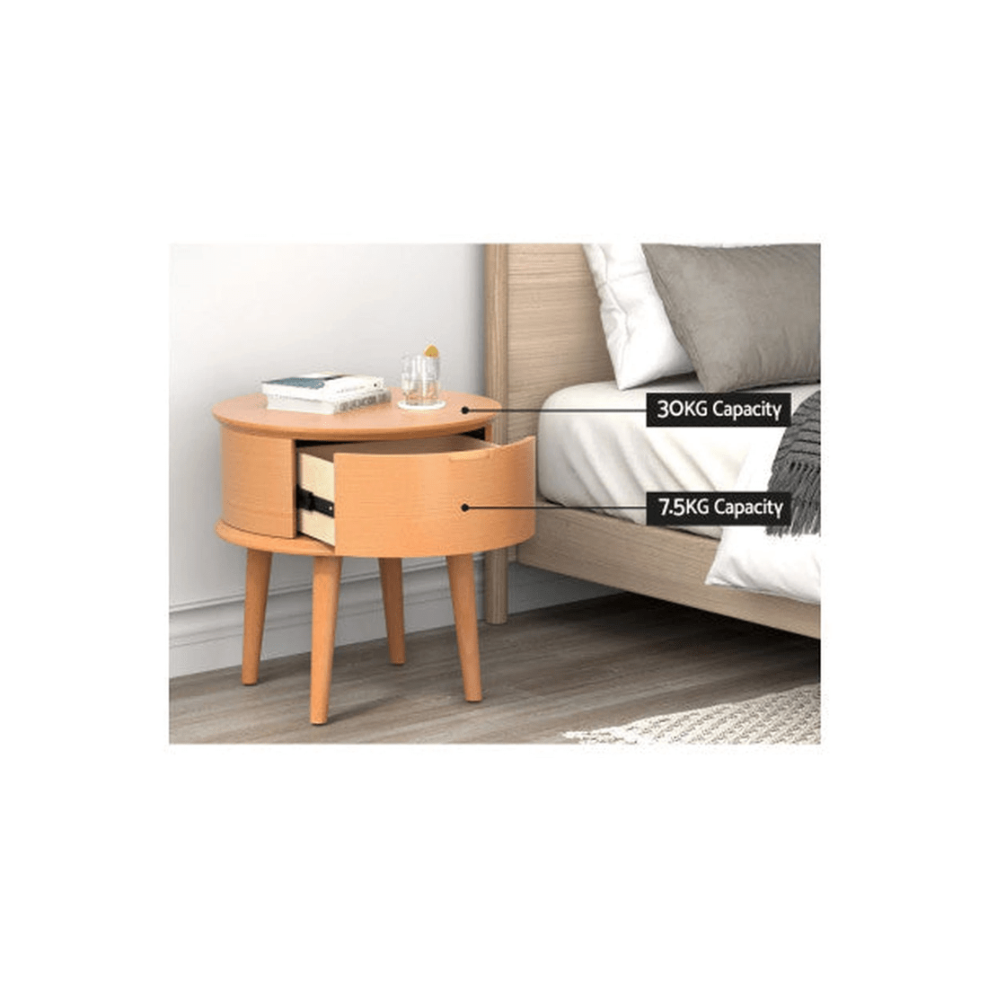 5 Artiss Curved Bedside Table - Natural, 5 of 7
