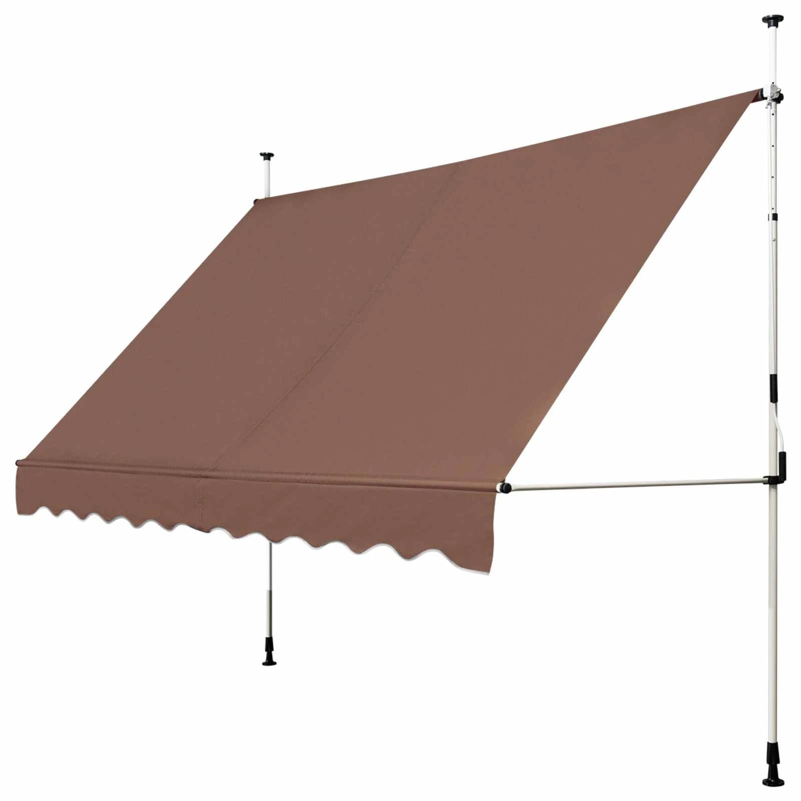 1 Costway 300x125CM Retractable Arm Awning Telescopic UV-Resistant Waterproof Canopy - Brown, 1 of 3