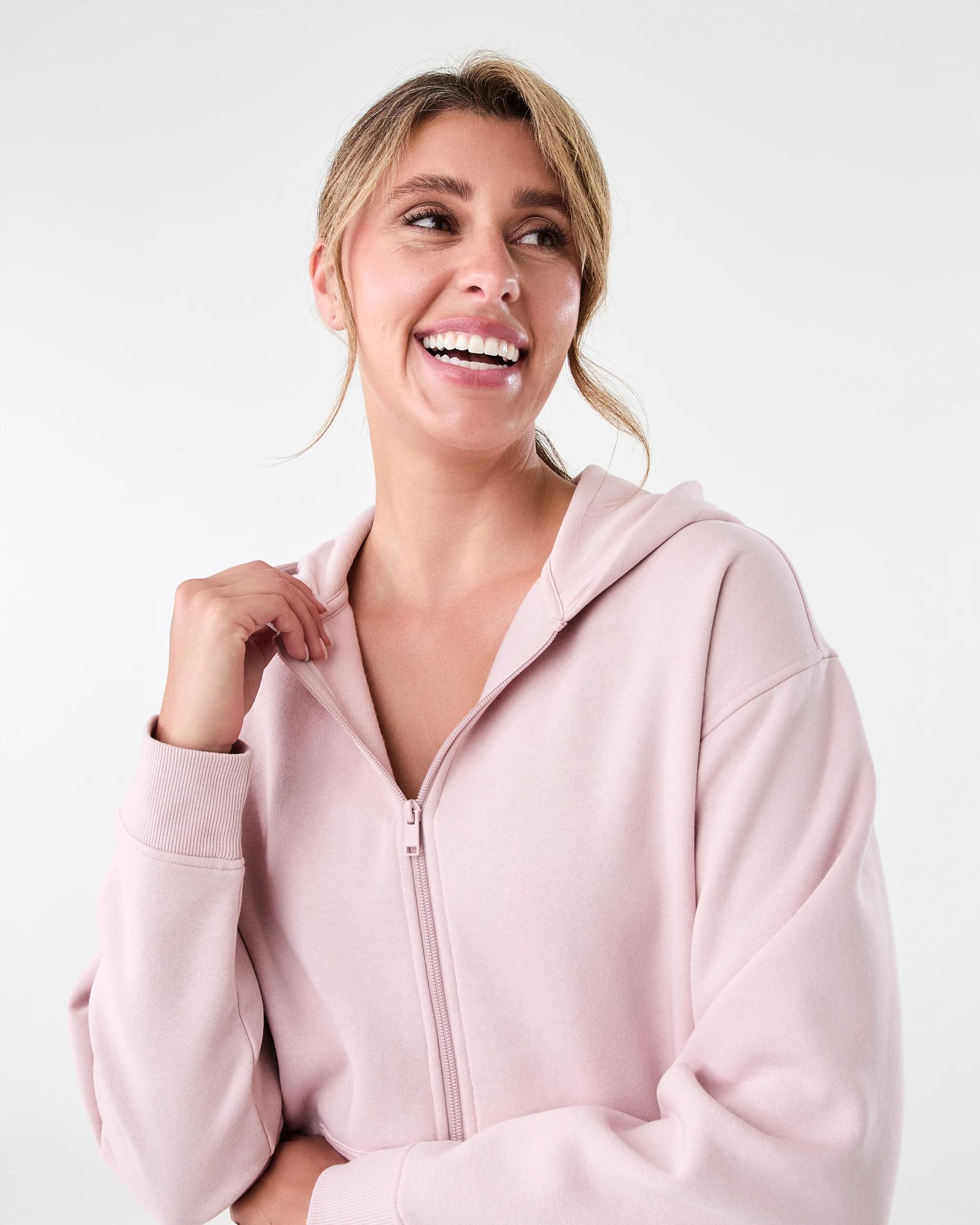 5 Active Womens Essential Zip Through Hoodie Sol B Pink, 5 of 9