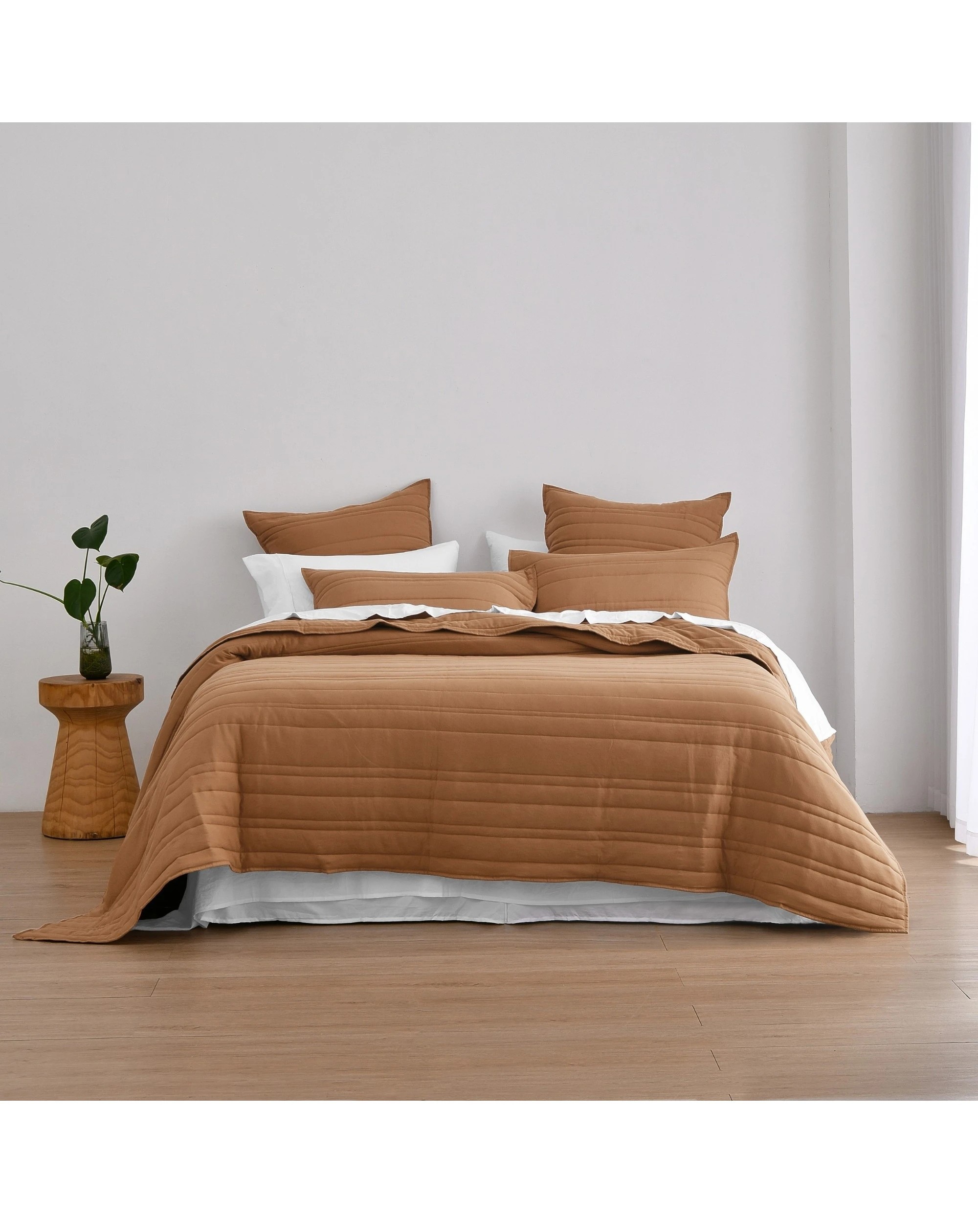 5 Dreamaker Superfine Washed Microfibre Stripe Quilted Coverlet Set - Super King Bed - Rust, 5 of 7