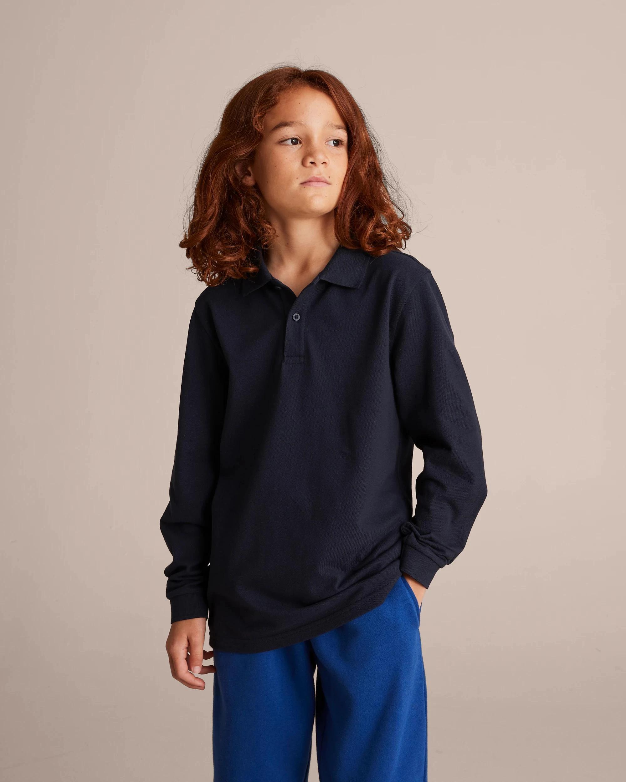 3 Target Long Sleeve Polo Top NAVY BLUE, 3 of 8