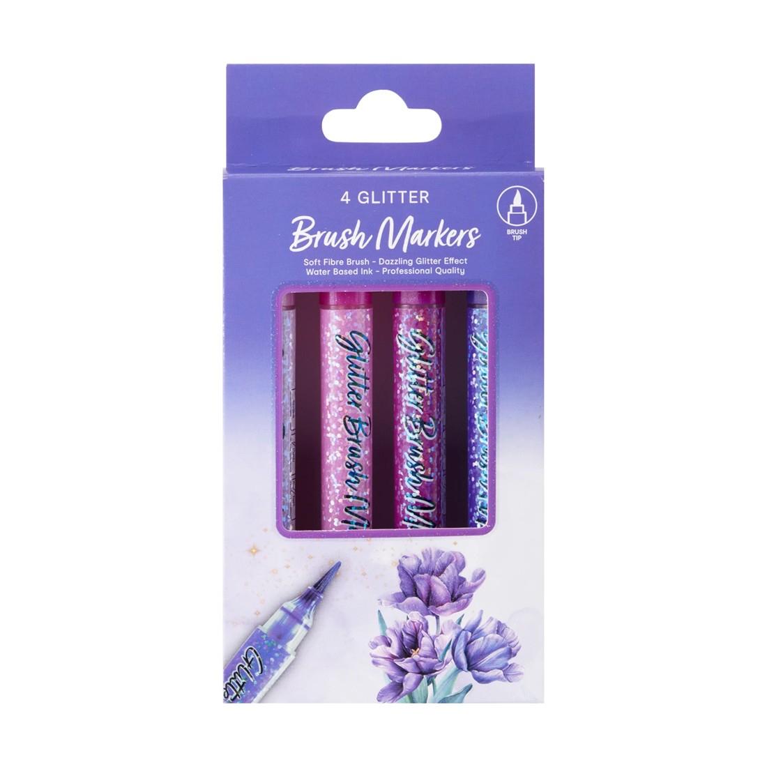 1 4 Pack Glitter Brush Markers - Purple, 1 of 5