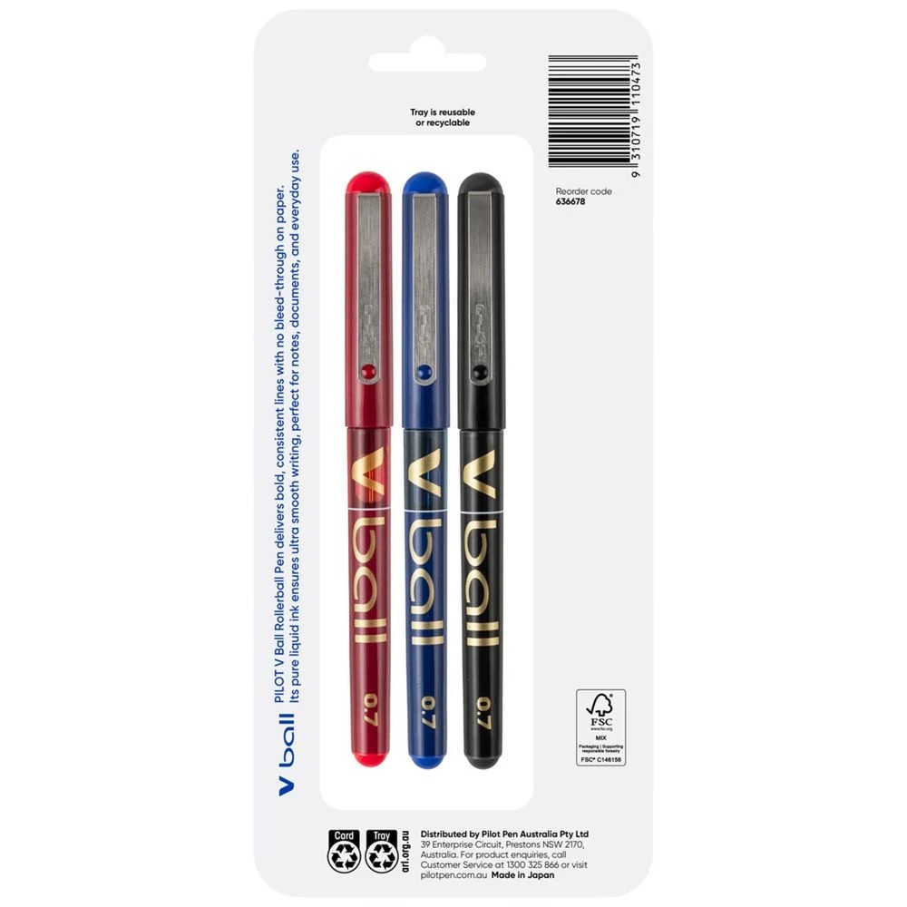 2 PILOT V Ball Fine Rollerball Pen 0.7mm Assorted 3Pk, 2 of 6