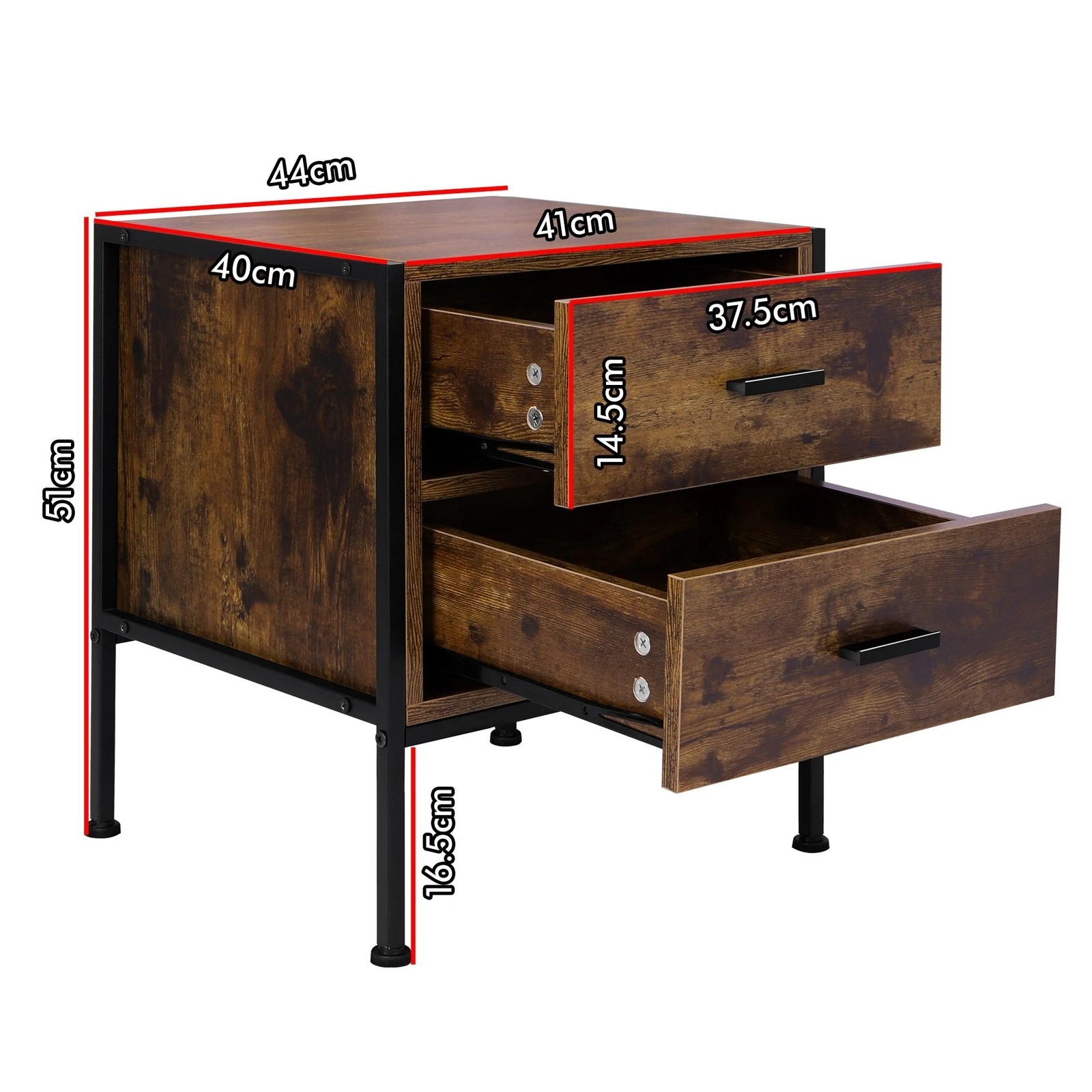 10 Alfordson Bedside Table Retro Wooden Nightstand Vintage Storage Side Cabinet - Brown, 10 of 10