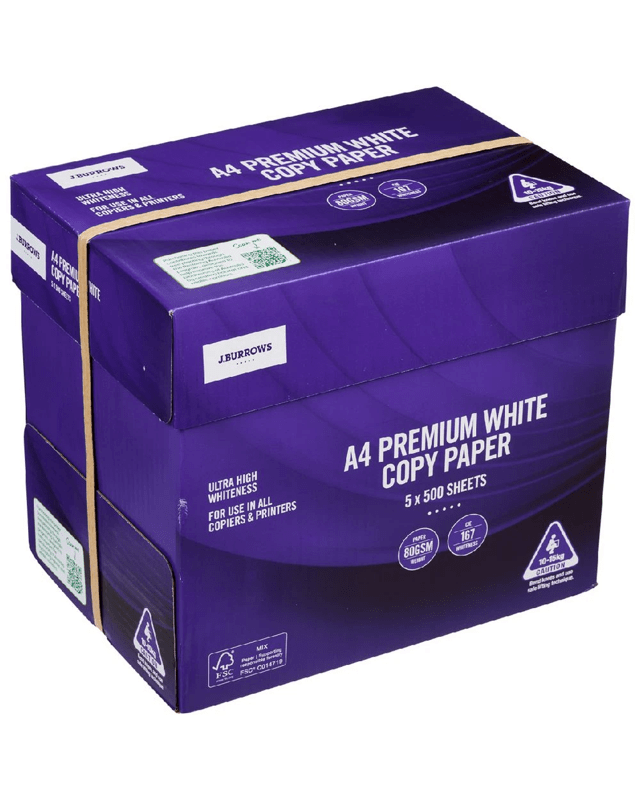 J.Burrows 80gsm Premium A4 Copy Paper Ca